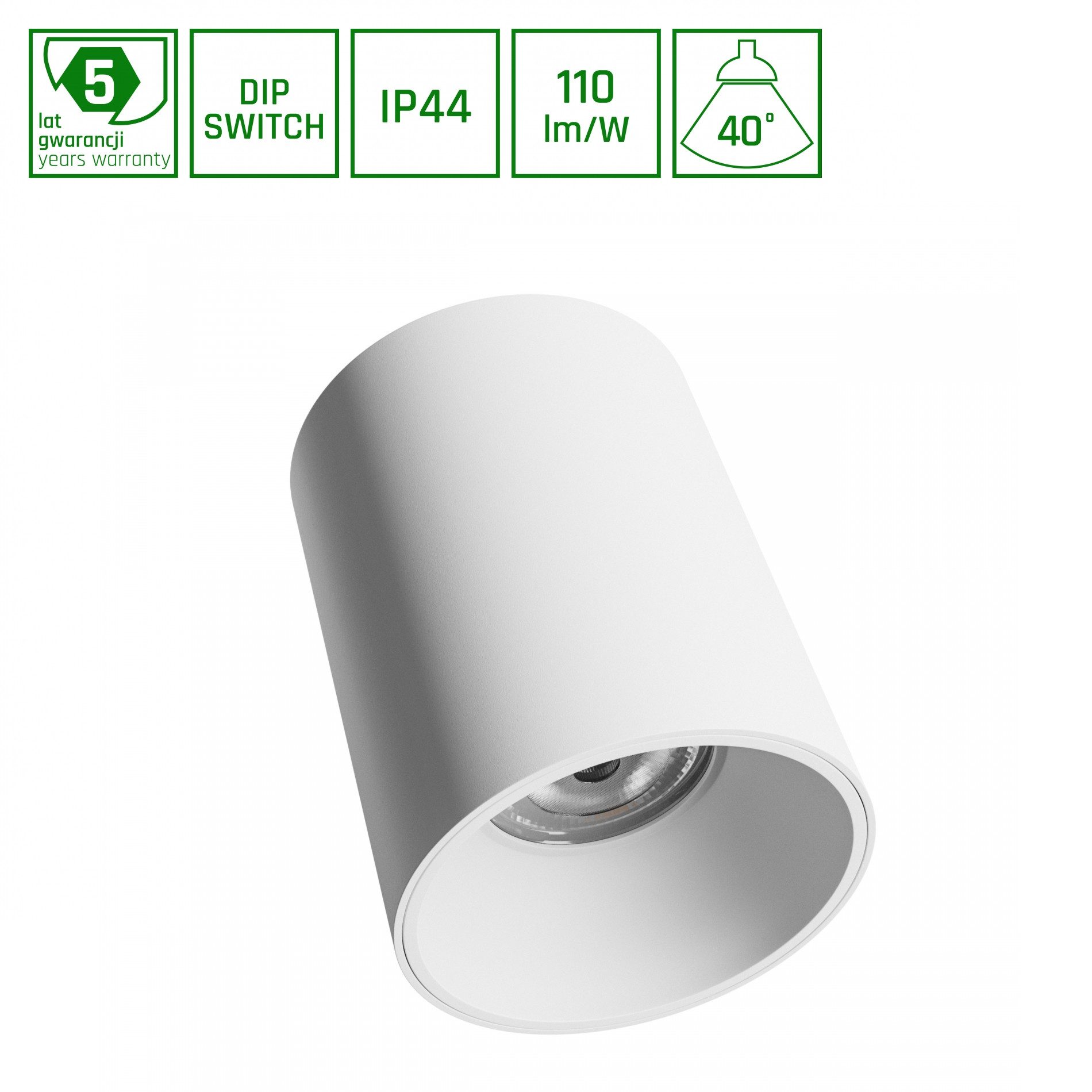 Spectrum Aufbauleuchte LED Deckenleuchte 14-27W 40° DIP SWITCH 3000lm IP44 UGR>19 Warm 3000K, Leuchtmittel enthalten, Warmweiß, IP44, 40°, UGR>19, DIP SWITCH