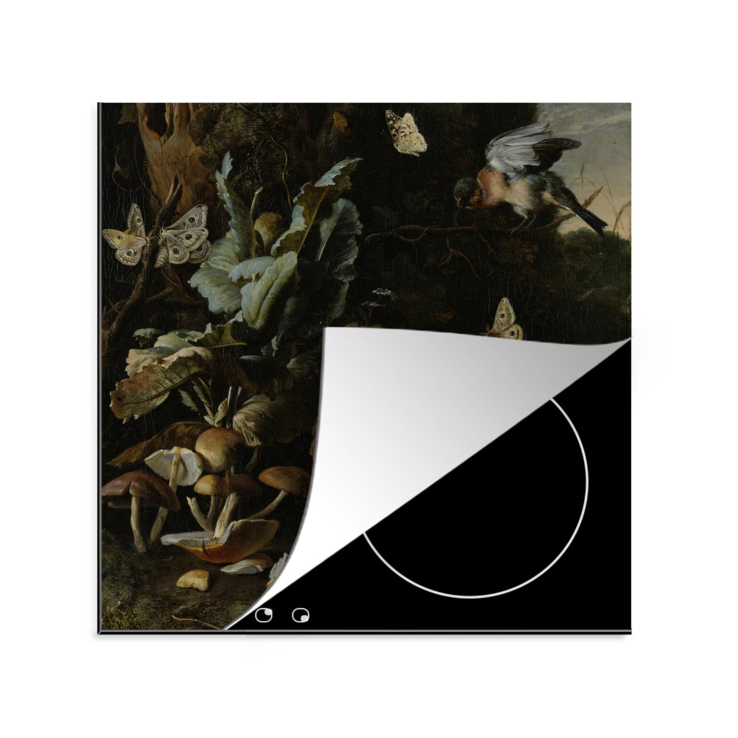 MuchoWow Herdblende-/Abdeckplatte Tiere und Pflanzen - Melchior d'Hondecoeter, Vinyl, (1 tlg), 78x78 cm, Ceranfeldabdeckung, Arbeitsplatte für küche