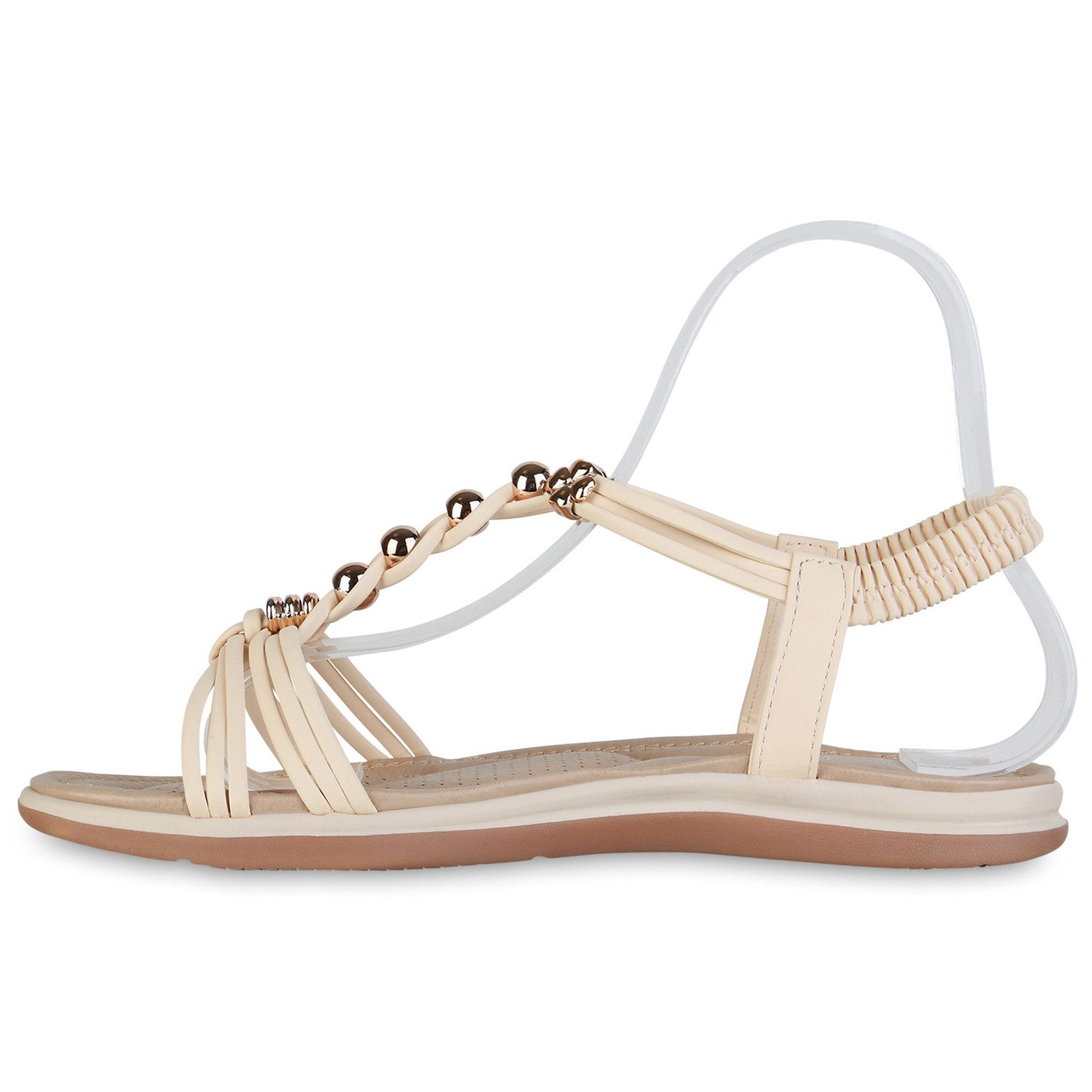 VAN HILL 838480 Riemchensandale Damen Sandalen Riemchensandalen Zierperlen Sommer-
