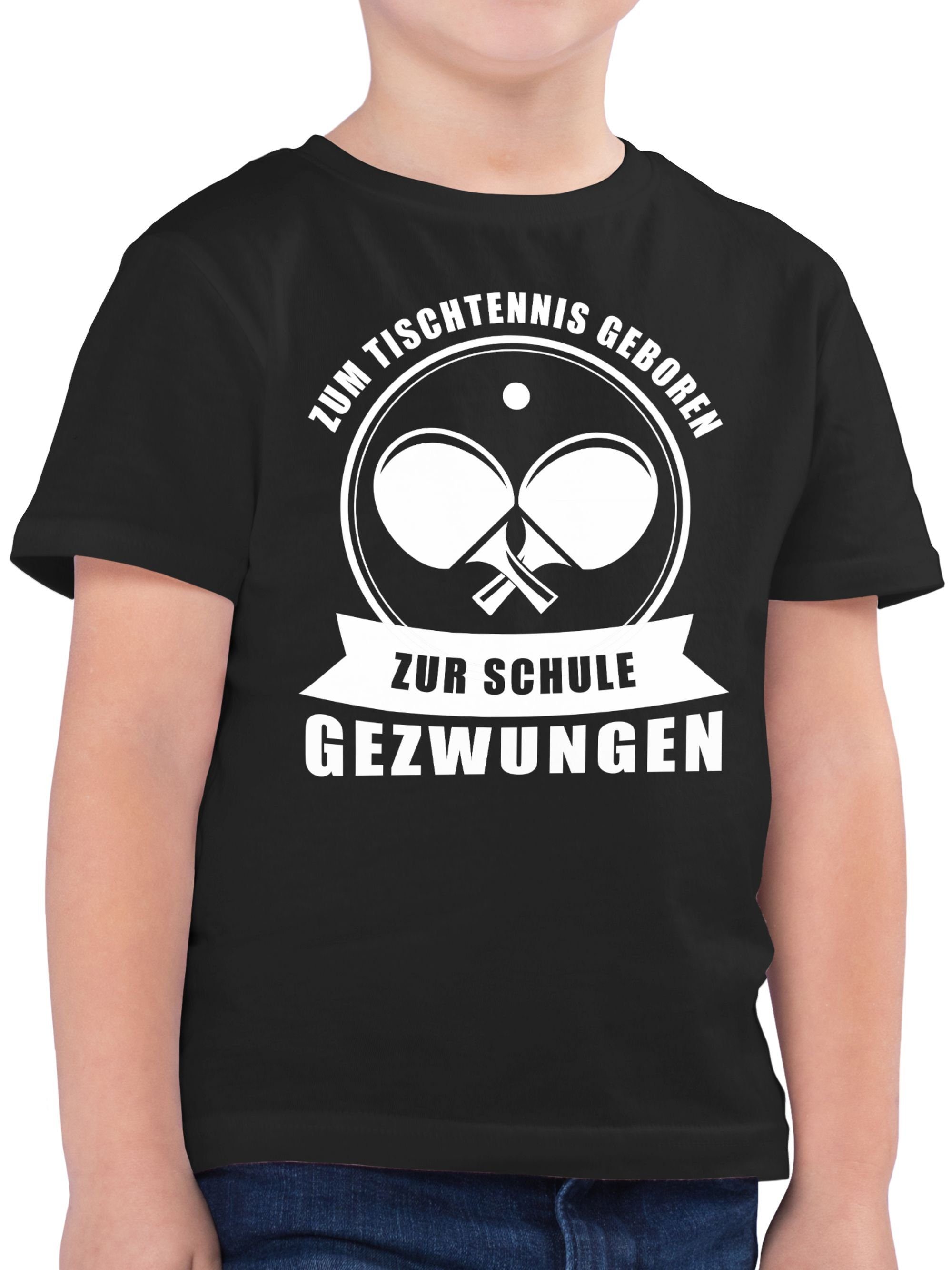 Kleidung geboren. Zur gezwungen Schule Kinder Zum T-Shirt Sport 2 Schwarz Tischtennis Shirtracer