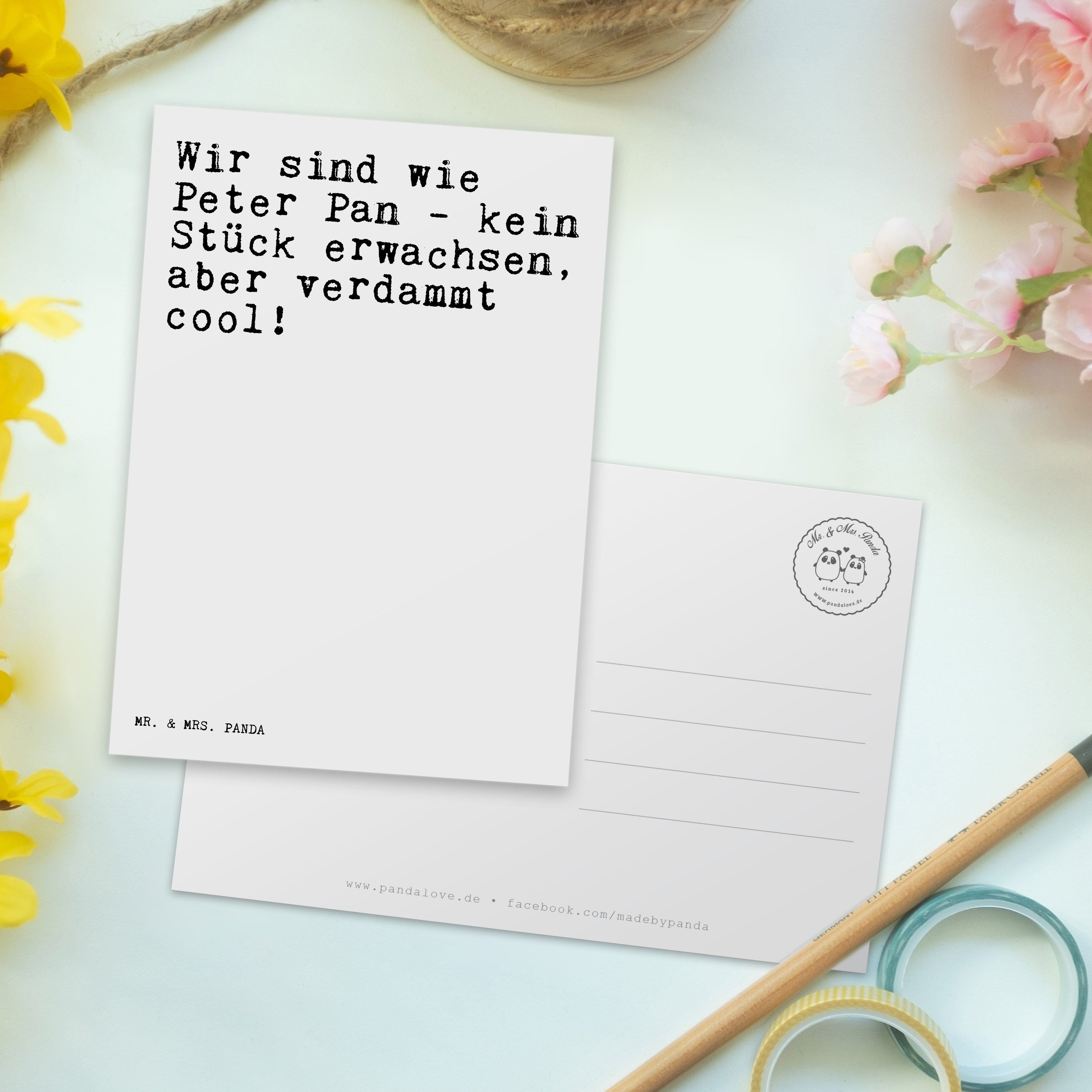 - Pan, Geschenk, sind wie Geburtstagskarte Weiß Panda Postkarte Mr. - Mrs. Peter... Wir Peter &