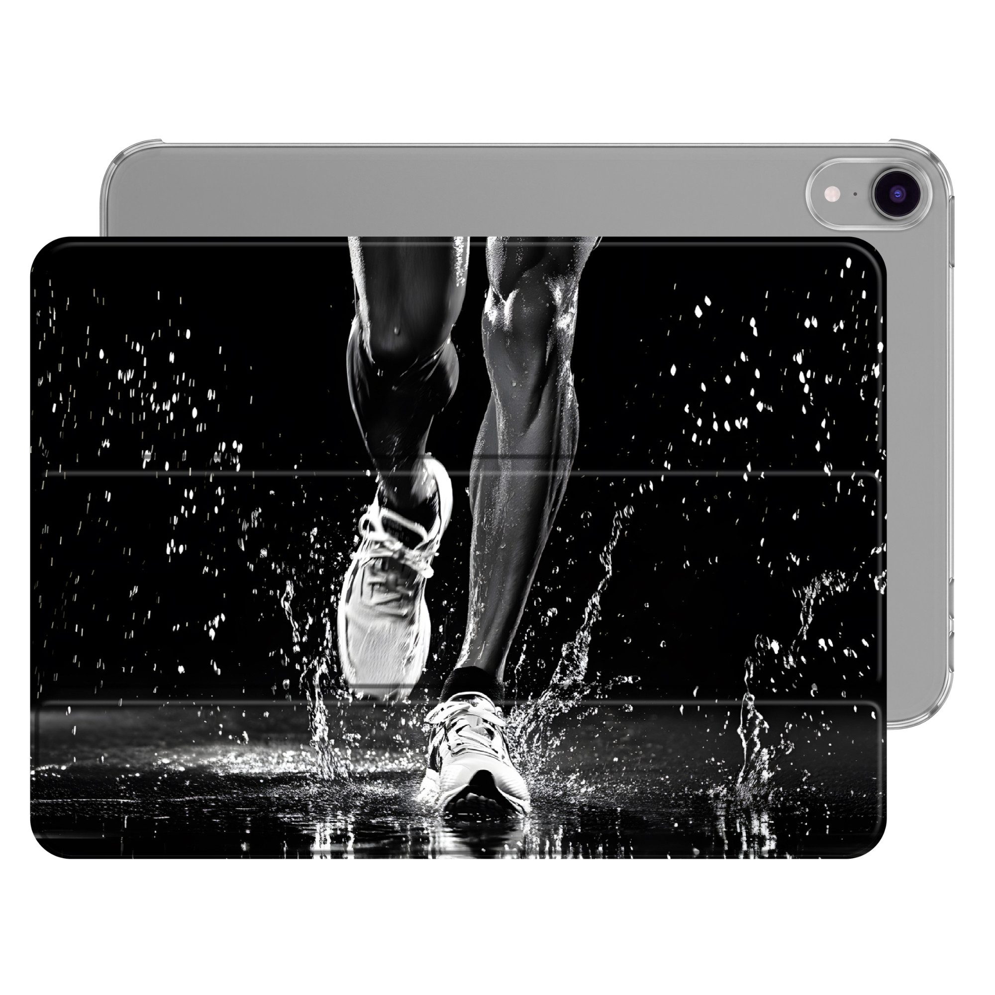 OnlyWow Tablet-Hülle Apple iPad mini (2021) Laufschuhe - Laufen - Drops - Schwarz, Schutzhülle, Trifold, Magnetisch, Print