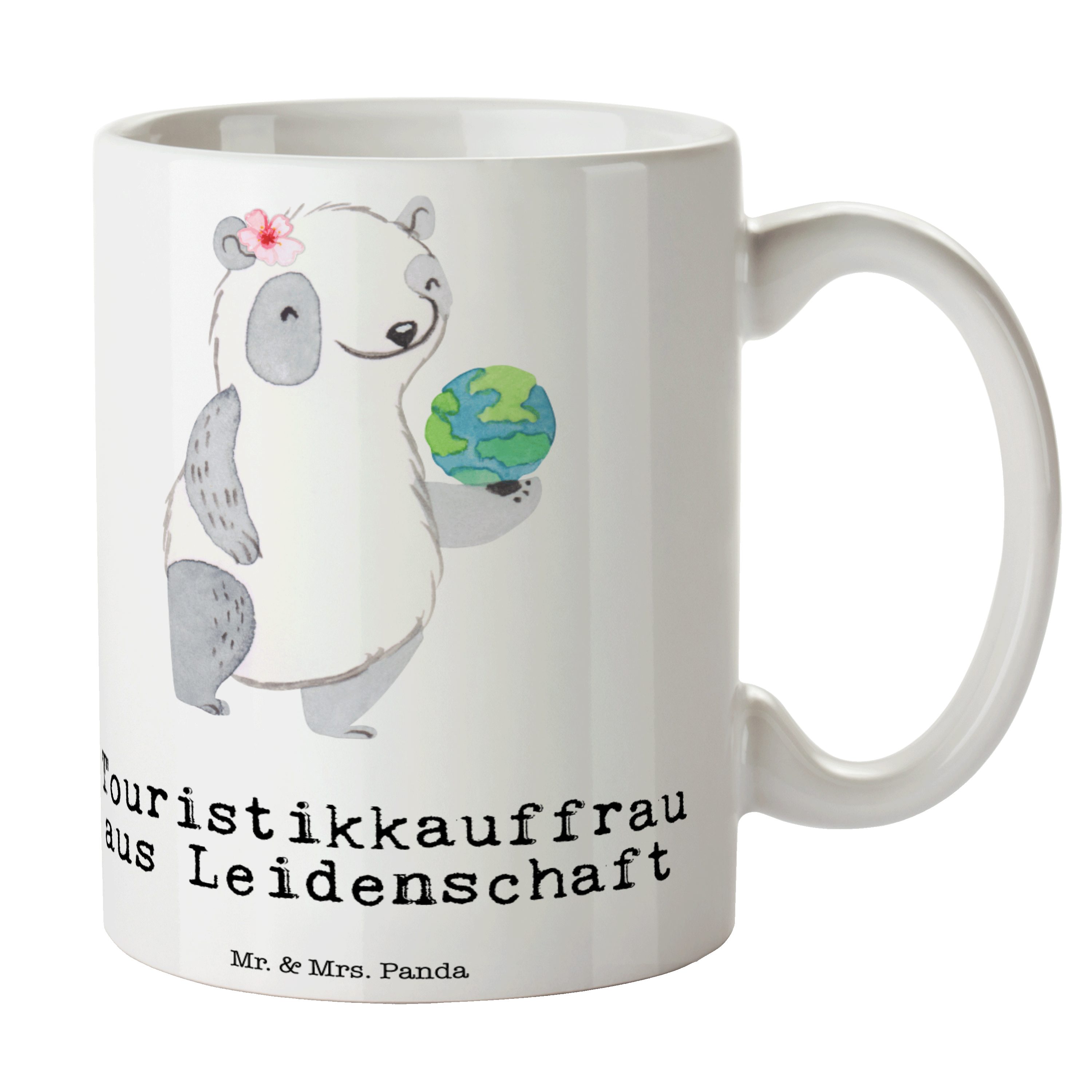 Mr. & - Leidenschaft Kaffe, Tasse Weiß - Geschenk, Panda Mrs. Touristikkauffrau Keramik aus Teetasse