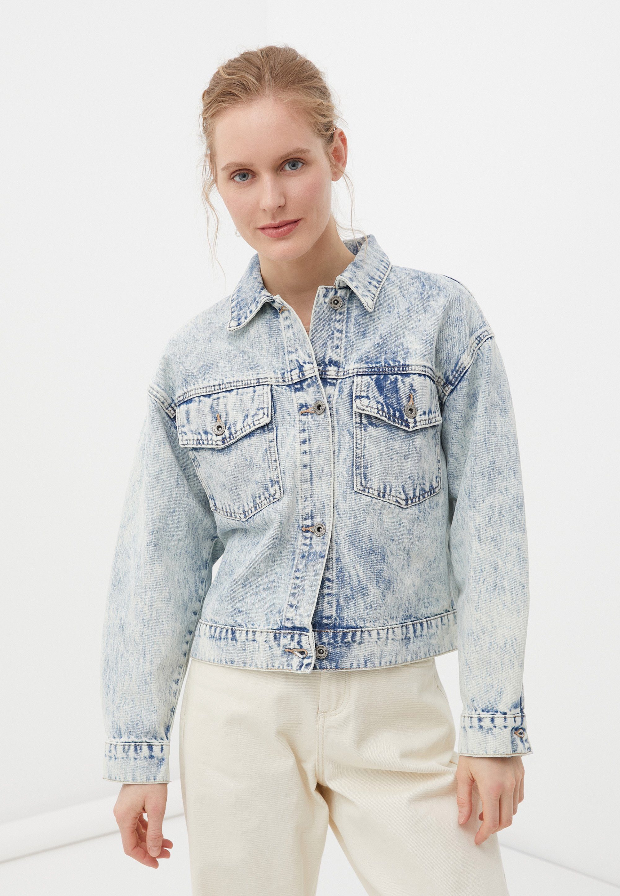 Finn Flare Jeansjacke Classic mit aufgesetzten Pattentaschen