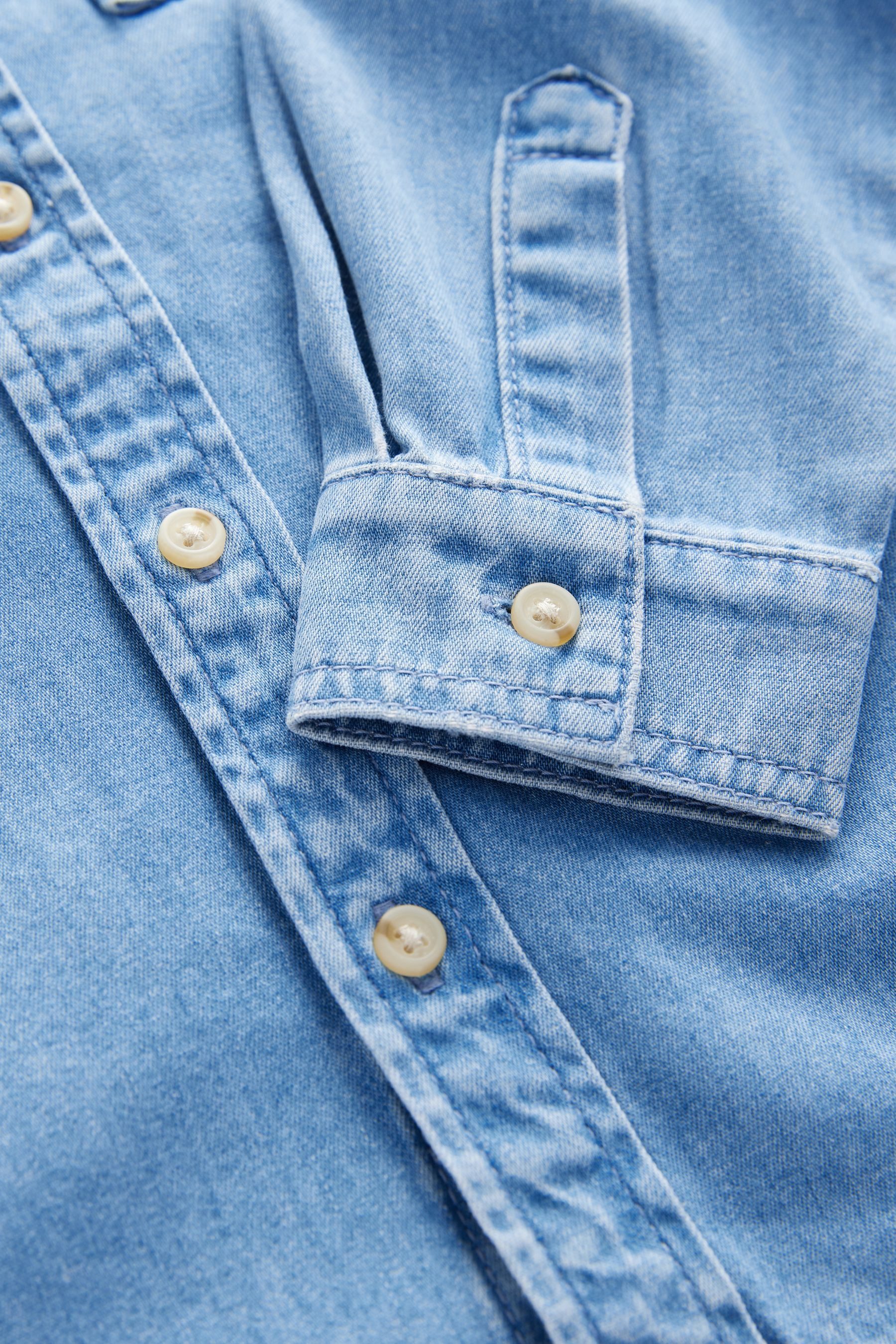 Next Langarmhemd Langärmeliges Hemd aus Denim (1-tlg)
