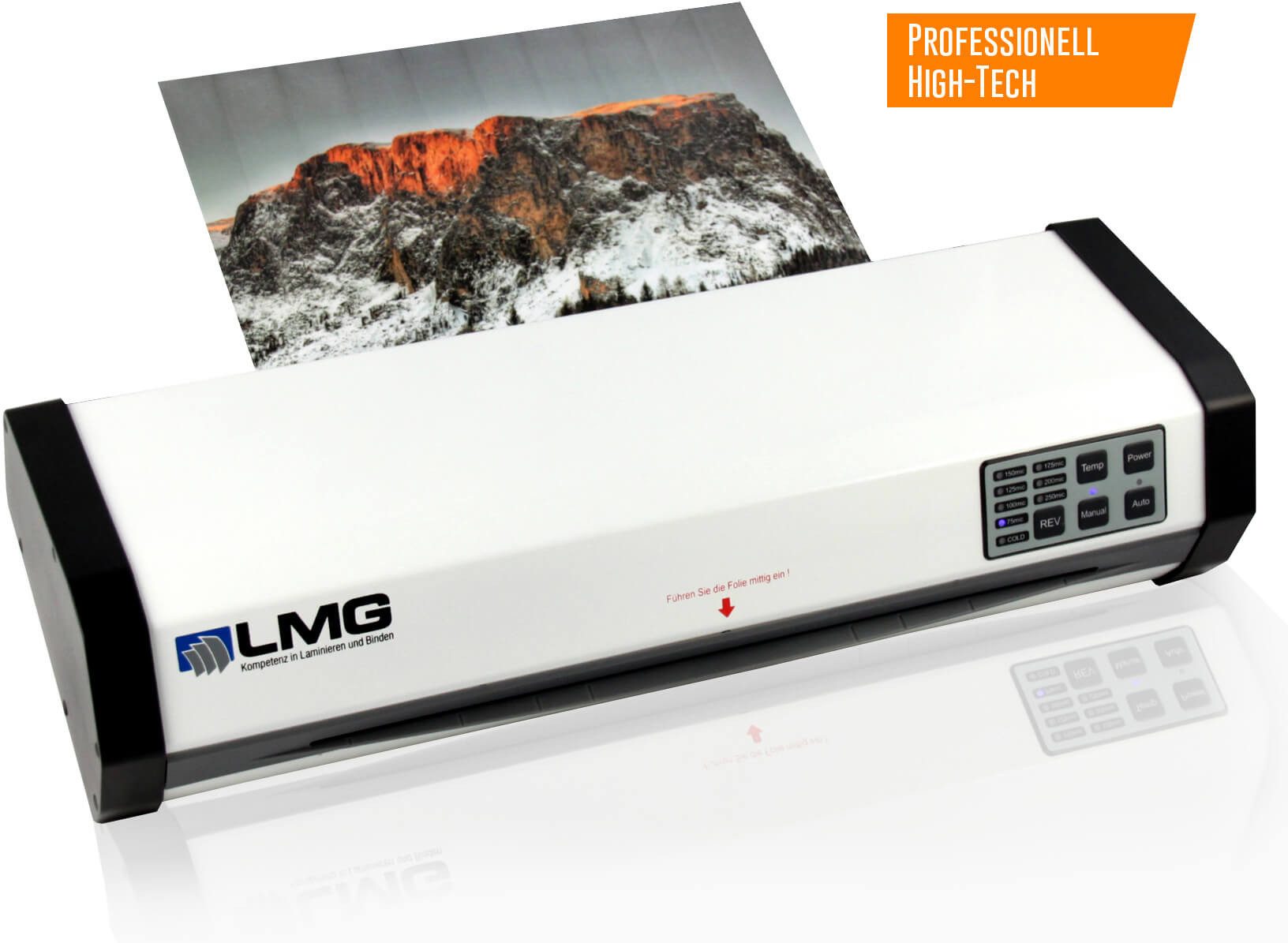 LMG Germany Laminiergerät Set: AUTOLAM Laminiergerät A3 + 25 FOLIEN x A3 + 100 FOLIEN x A4, Auto-Folienerkennung, Touchpanel, 50 Sek Start, inkl. 125 Folien