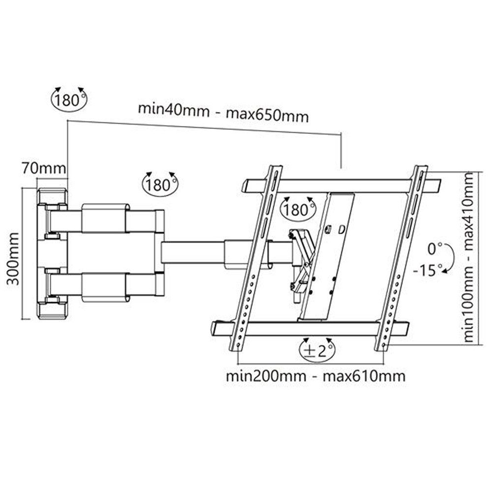 Xantron TV-Wandhalterung für Monitore 32-60" vollbeweglich, neigbar, drehbar, SLIMLINE-A-466-W, (bis 60 Zoll, weiß, schwenkbar, ausziehbar, ultraflach)