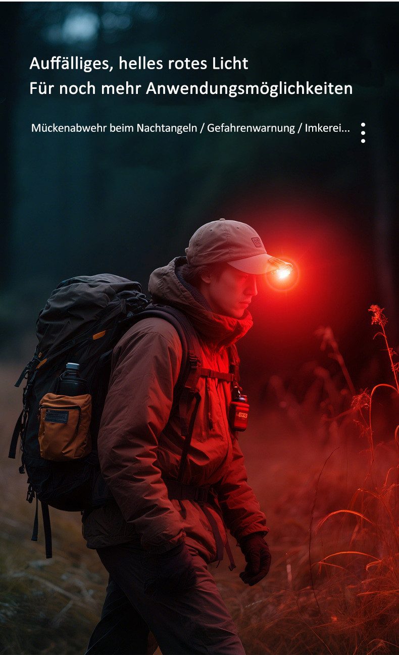 Solarandmore LED Stirnlampe Stirnlampe, stirnlampe led wiederaufladbar, kopflampe stirnlampe, Stirnlampen, stirnlampe led, für Joggen, Radfahren, Camping, Schwarz