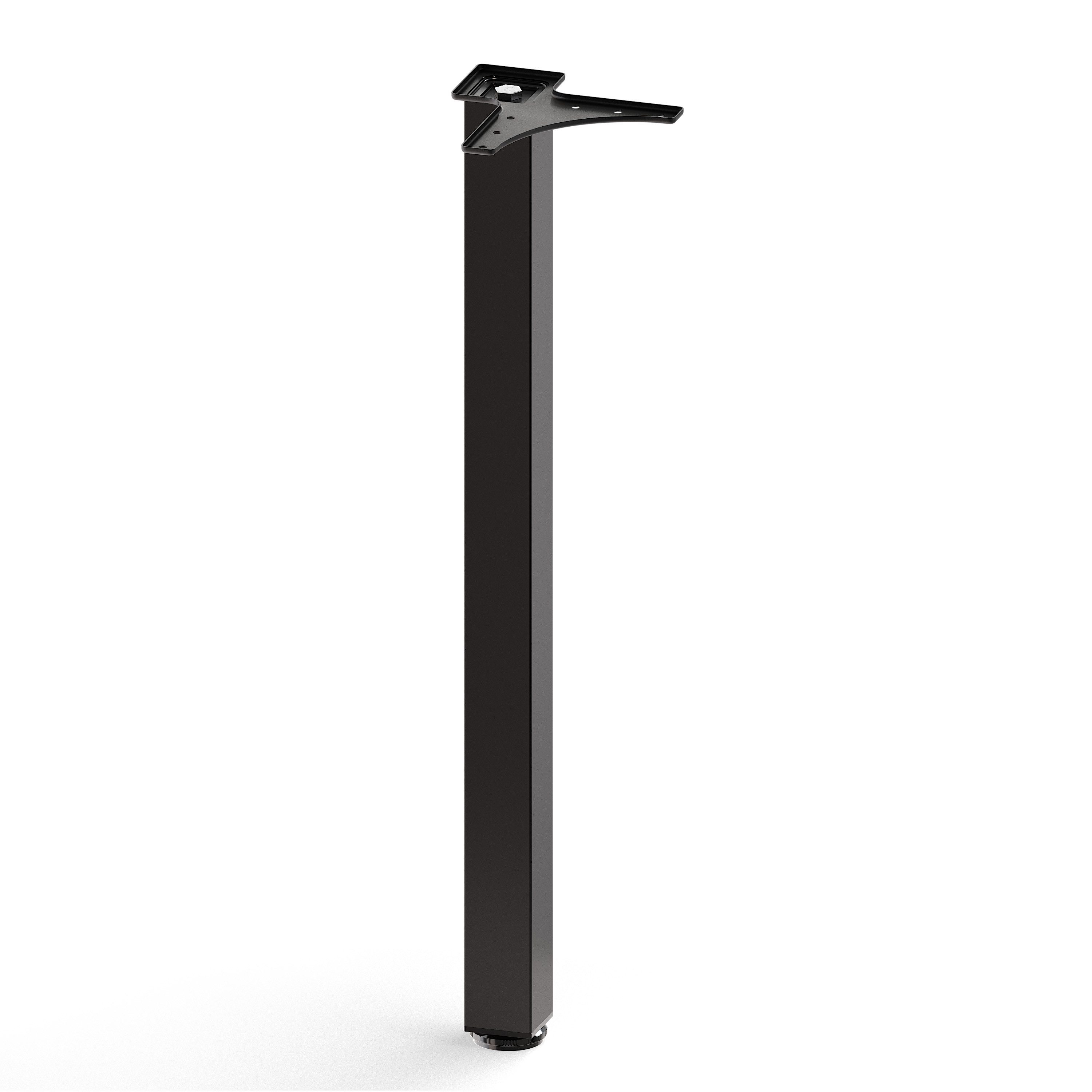 sossai® Tischbein Standard Tischbeine 5x5 cm in Schwarzmatt, 71cm, höhenverstellbar +3cm