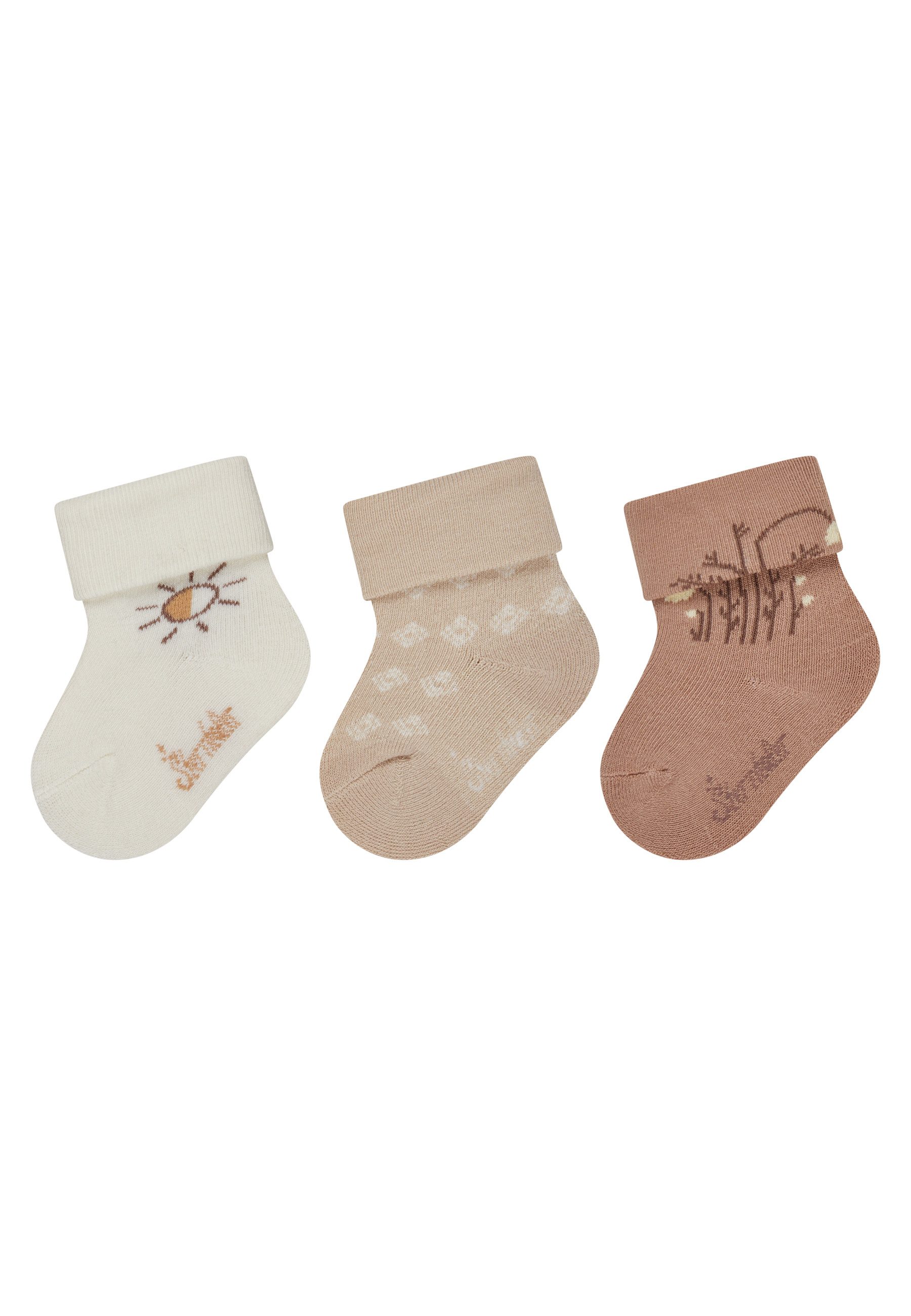 Sterntaler® Basicsocken Baby Socken 3er-Pack Sonne (3-Paar, 3er-Pack) Baby Socken 3er mit Umschlag, Innenfrottee, weich, warm, atmungsaktiv