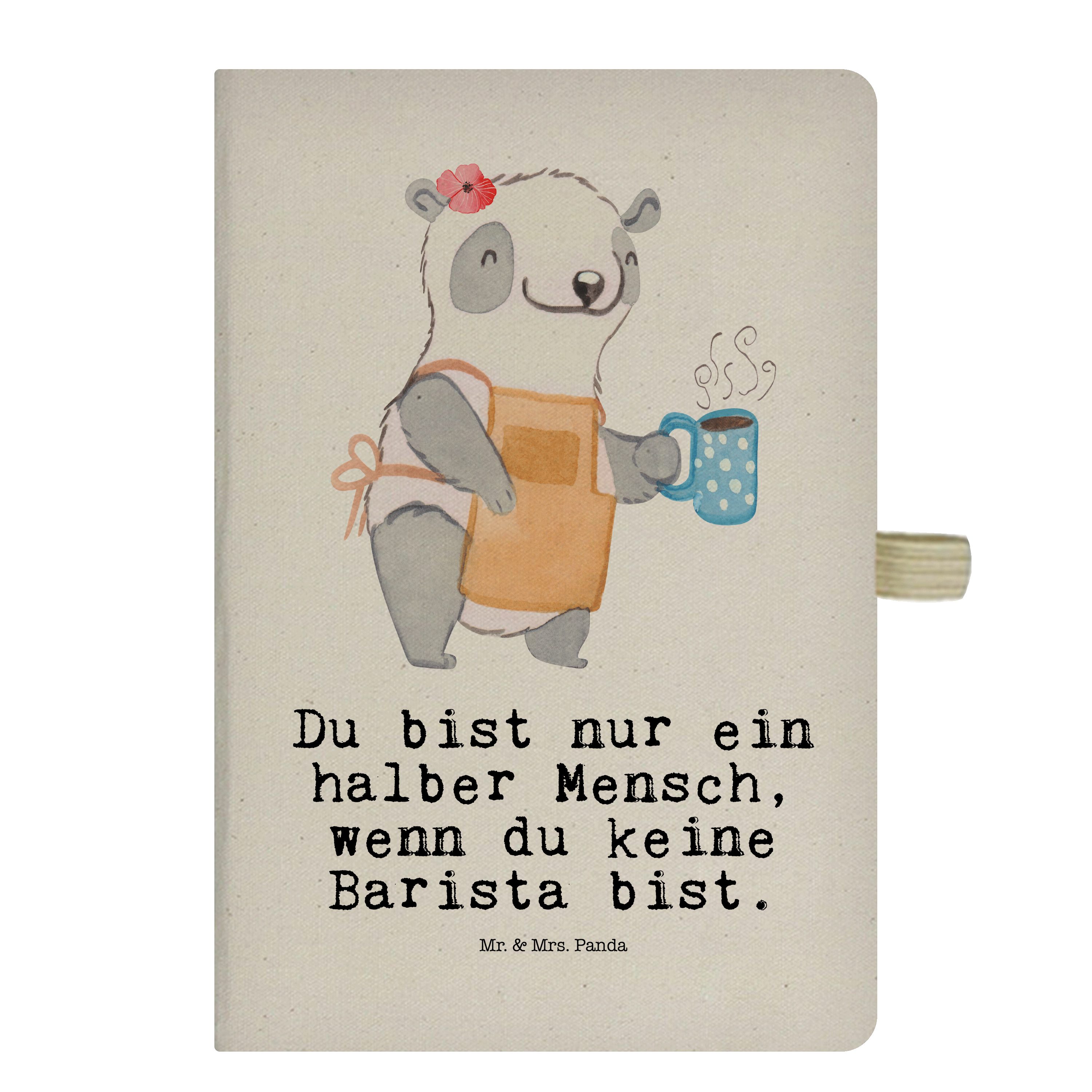 Mr. & Mrs. Panda Notizbuch Barista mit Herz - Transparent - Geschenk, Dankeschön, Kaffeeliebe, A Mr. & Mrs. Panda