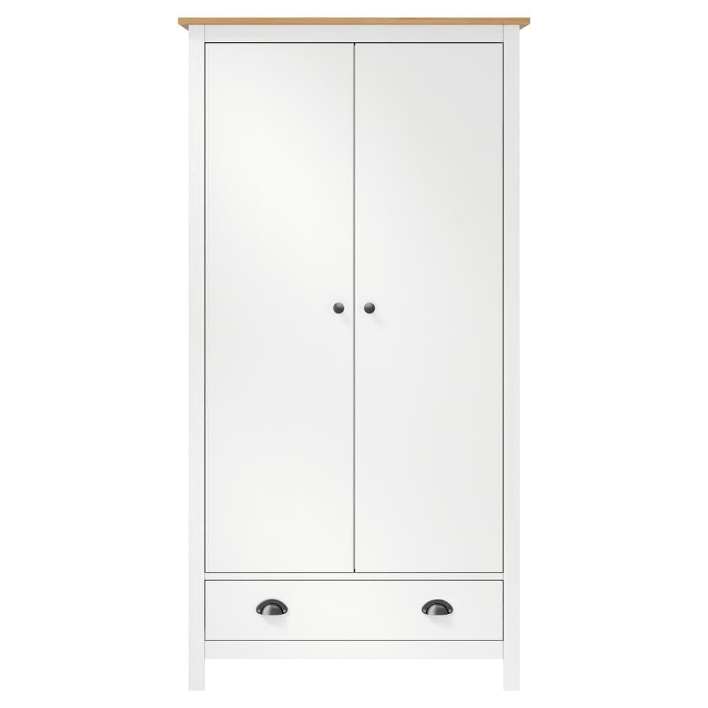 furnicato Kleiderschrank mit 2 Türen Weiß Hill (1-St) Kiefernholz 89x50x170 cm