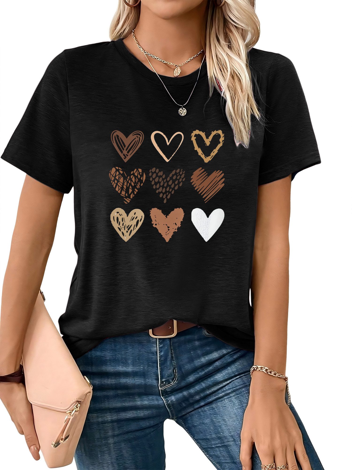 PYL Print-Shirt Bequemes Shirt Damen Kurzarm günstig online kaufen