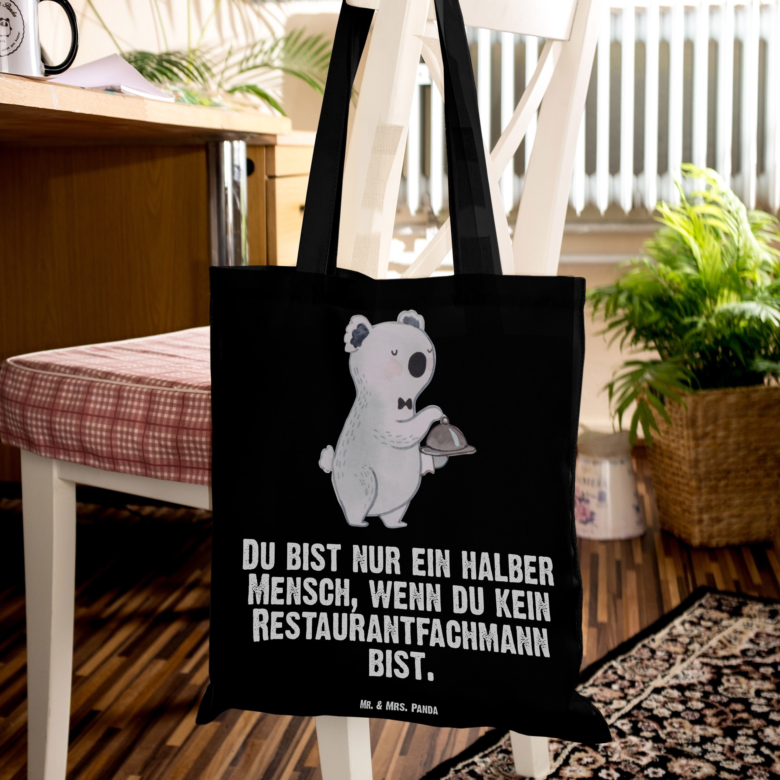 Herz Mr. Servicefac Schwarz Panda Restaurantfachmann - mit Mrs. - Kollege, & Tragetasche Geschenk, (1-tlg)