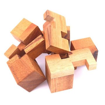 ROMBOL Denkspiele Spiel, Knobelspiel 6 pieces cube - Entwirre das 3D-Puzzle mit 6 Teilen, Holzspiel