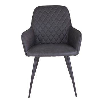 House Nordic Esszimmerstuhl Harbo Dining Chair – Esszimmerstuhl aus PU, dunkelgrau mit schwarze...