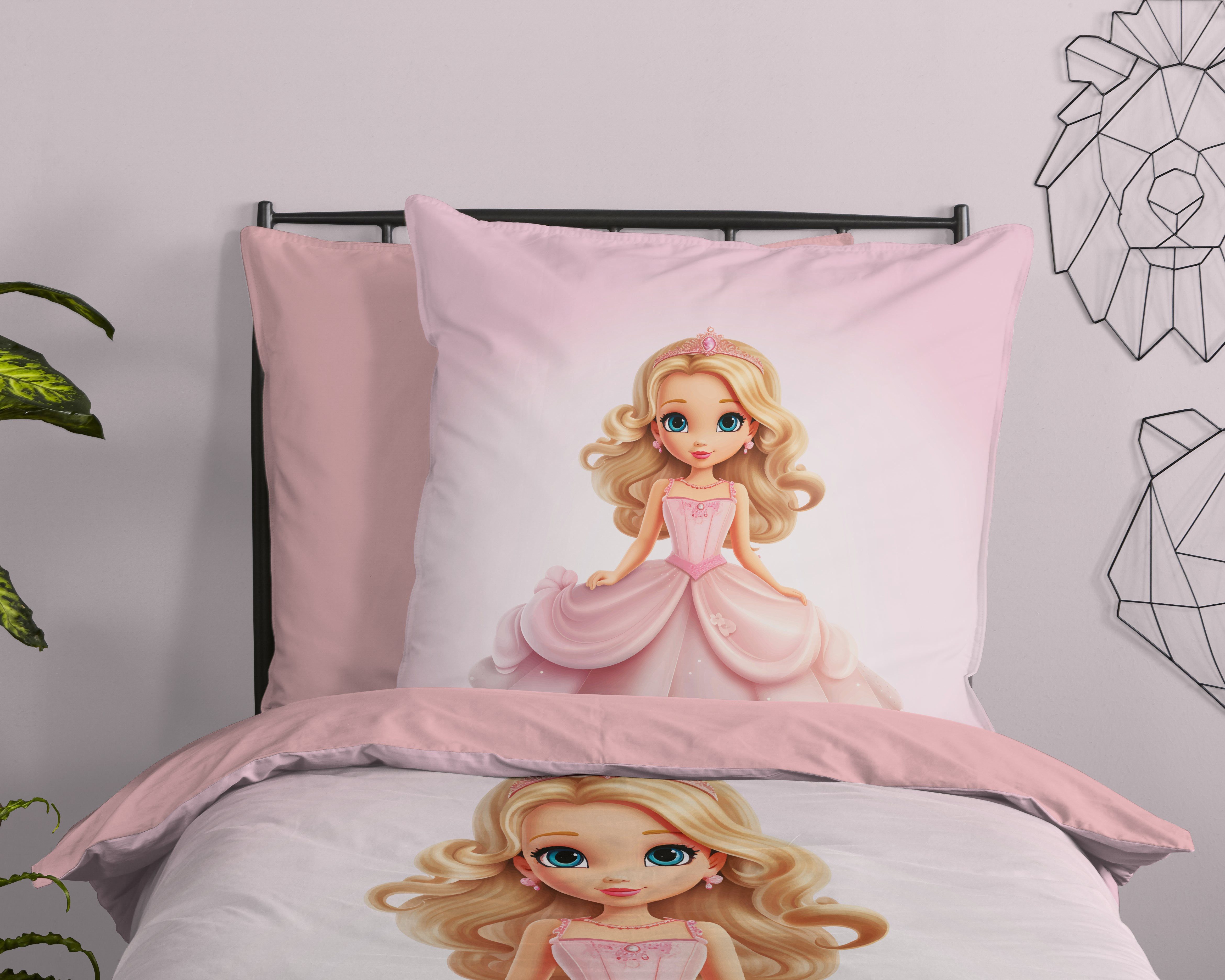 PURE luxury collection Kinderbettwäsche Bellas, Microfaser, 2 teilig, Mikrofaser, 135x200, 2 Teilig, Wendeoptik, Kind, Mädchen, Prinzessin