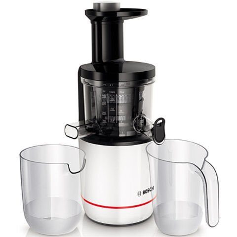 BOSCH Slow Juicer VitaExtract MESM500W, vitaminschonendes Entsaften, Kaltpresse, 150 W, sehr leise, leichte Reinigung, für hartes Obst und Gemüse, weiß
