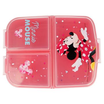 Disney Lunchbox Disney Minnie Maus 4 teiliges Lunch Set, Kunststoff Alu, (4-tlg), Brotdose Alu-Trinkflasche - Löffel Gabel