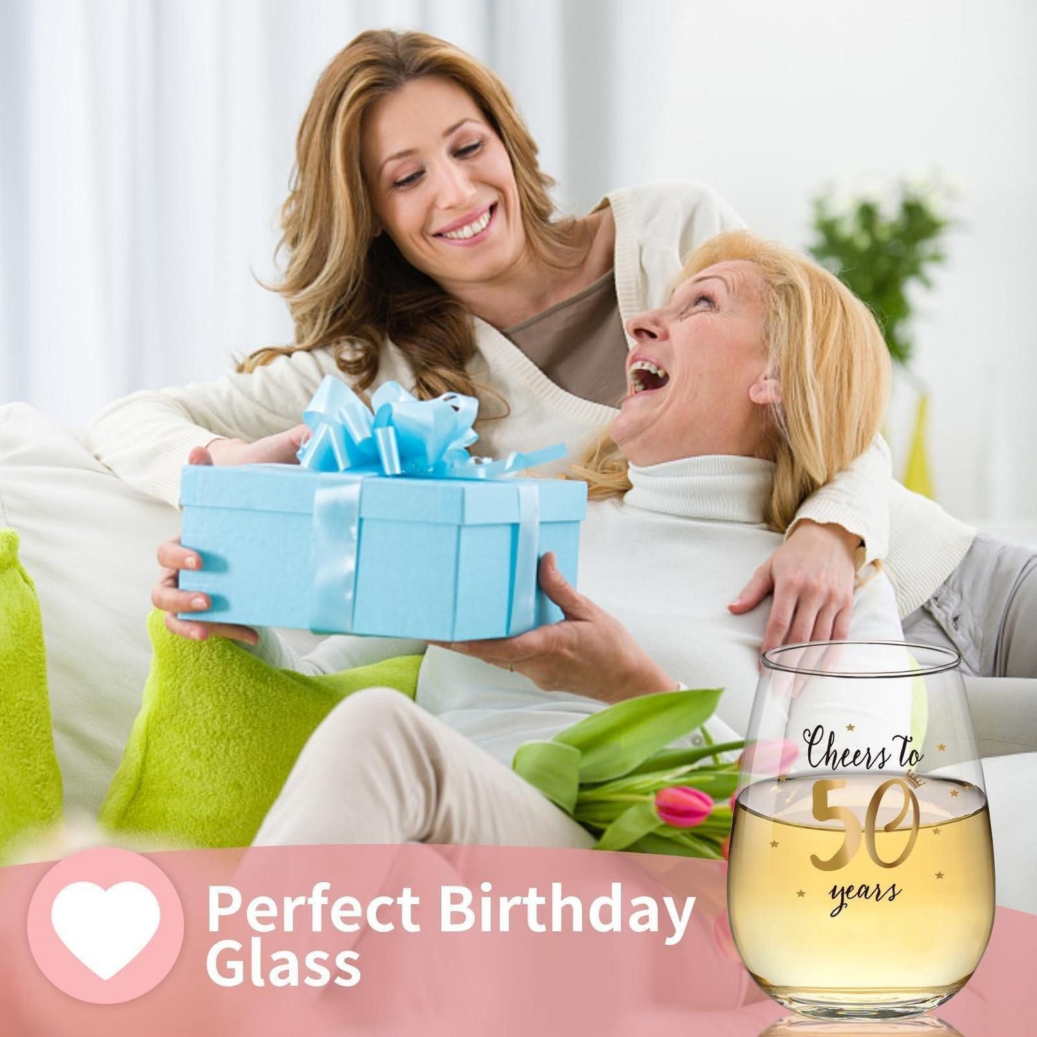 LuxusKollektion Weinglas Weinglas ohne Stiel 50. Geburtstag 500ml, Glas