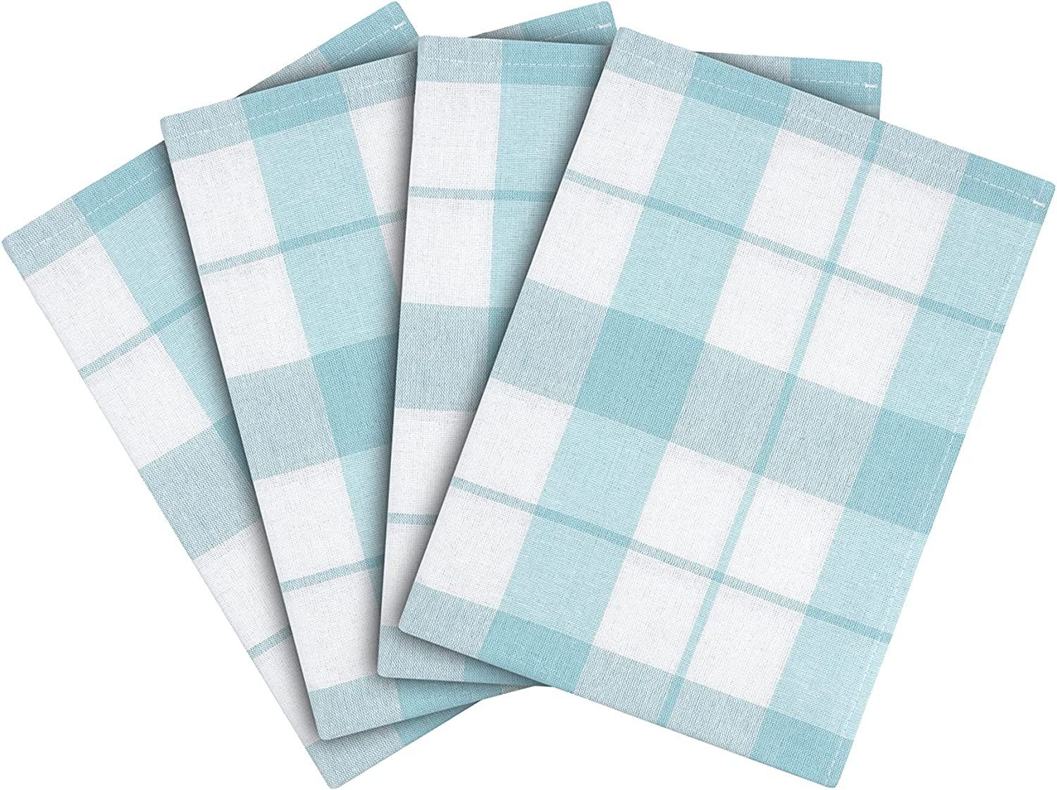 Zestri Geschirrtuch Geschirrhandtücher 4er Set kariert 50x70 saugstarkes Küchenhandtuch, (4 Stück), 100% Baumwolle Geschirrtücher - modernes Design - saugstark aqua