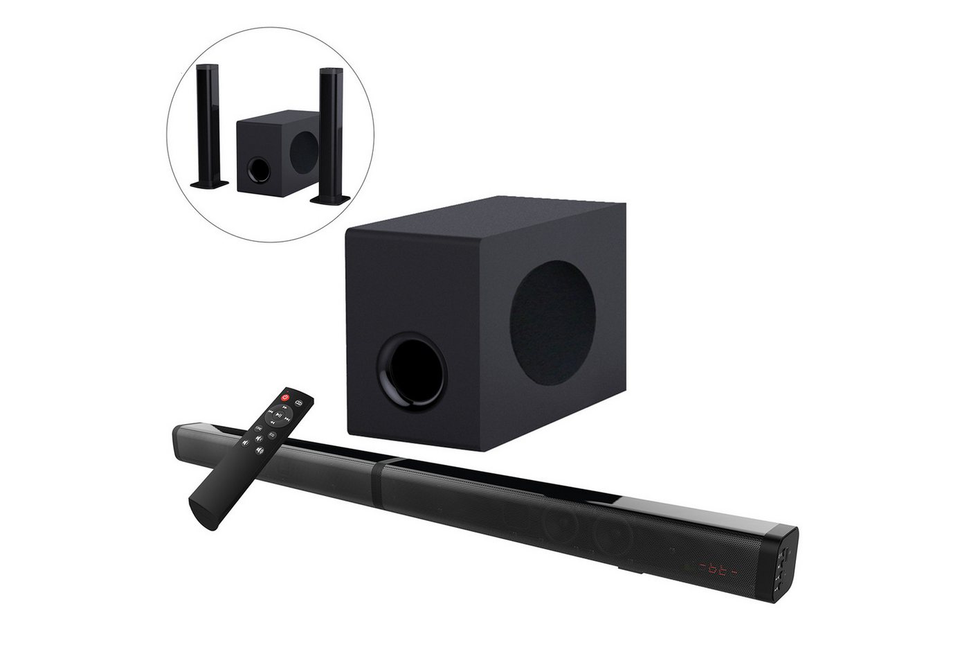ibettertec Soundbar für TV Geräte, 2-in-1 Soundbar mit Subwoofer für Fernseher Soundbar 2.1 (Bluetooth 5.0 Home Theater Surround Sound System für TV Lautsprecher Heimkino, Bluetooth/HDMI(ARC)/AUX/Optisch/USB, Fernbedienung und Wandmontage-Kit) schwarz ! RABATT: 11.39% ibettertec Soundbar für TV Geräte, 2-in-1 Soundbar mit Subwoofer für Fernseher Soundbar 2.1 (Bluetooth 5.0 Home Theater Surround Sound System für TV Lautsprecher Heimkino, Bluetooth/HDMI(ARC)/AUX/Optisch/USB, Fernbedienung und Wandmontage-Kit) schwarz ! RABATT: 11.39%