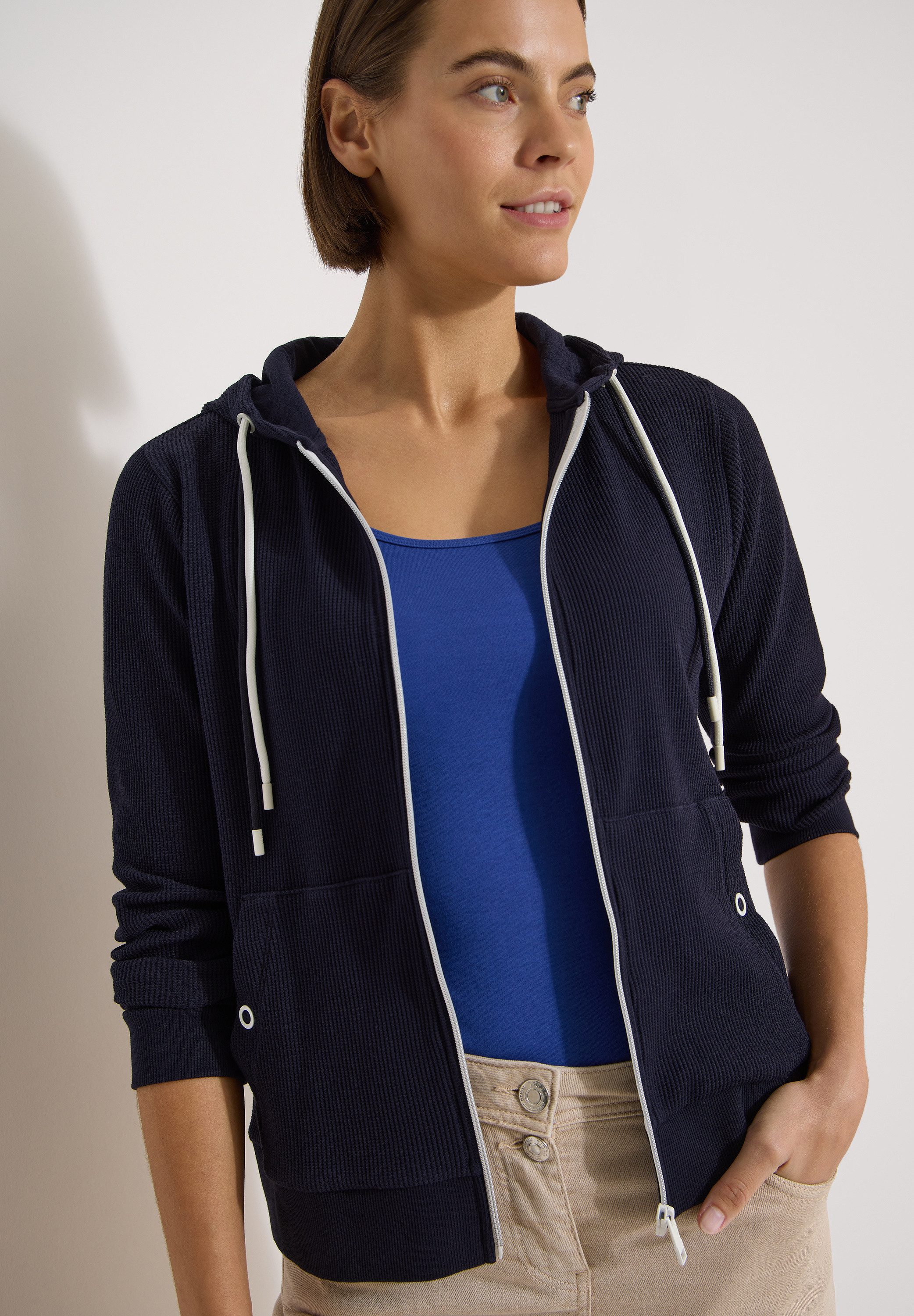 CECIL Cardigan mit Kapuze mit Tunnelzugband