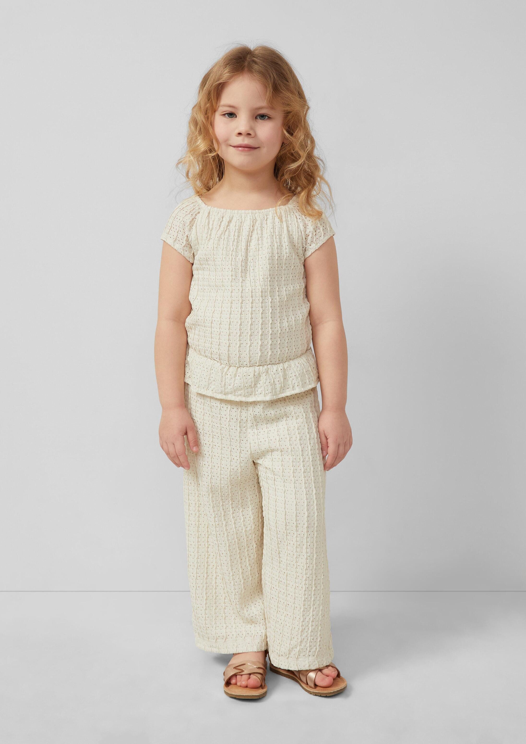 s.Oliver Jumpsuit Overall Strukturierter Overall mit Lochmuster und Volants