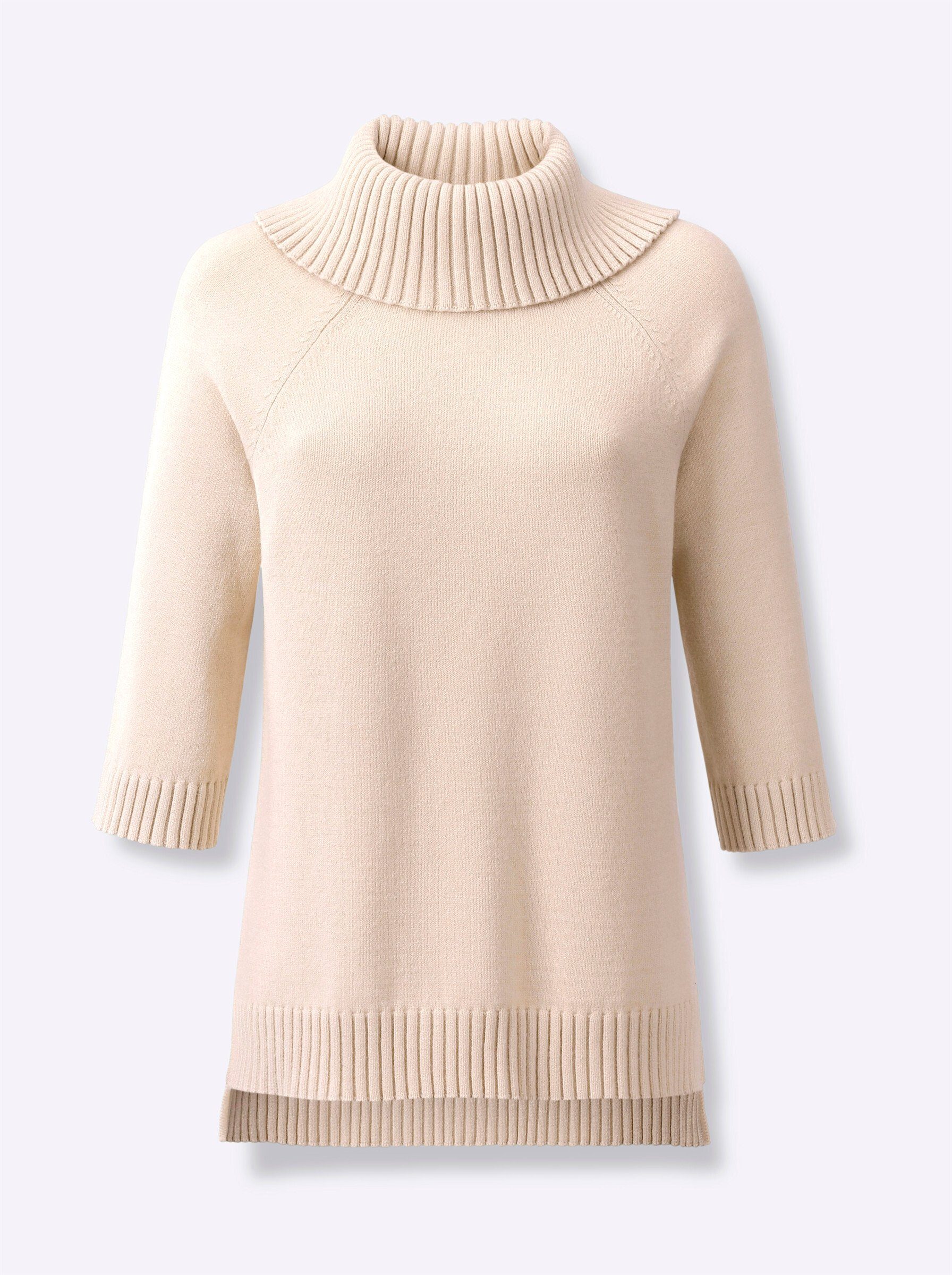 heine Strickpullover Rollkragenpullover 3/4-Arm Feinstrick, Rippoptik