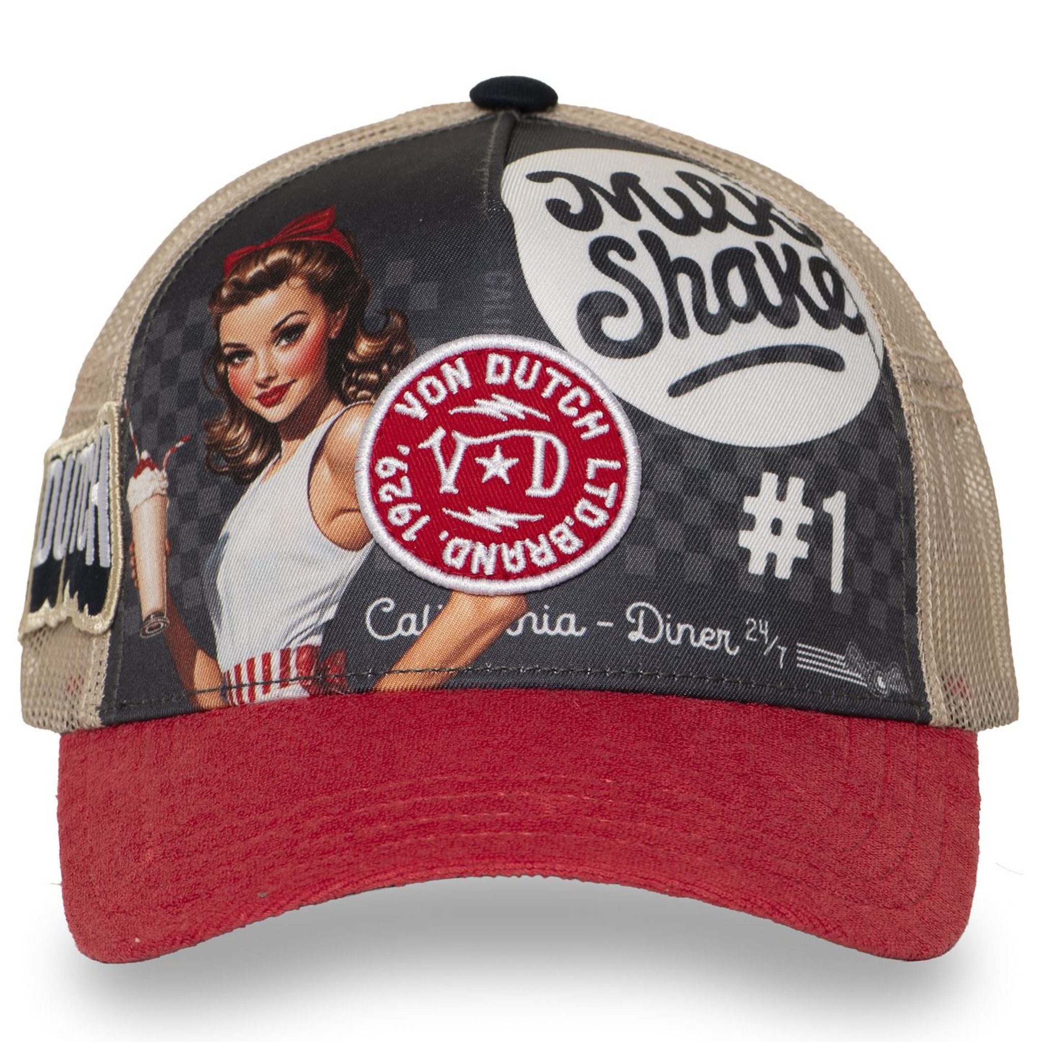 Von Dutch Trucker Cap Von Dutch Originals Trucker Cap - SUBLAMATION (Basecap, Basecap, Meshcap, Trucker Kappe) Front und Schirmunterseite sind im gleichen Design bedruckt