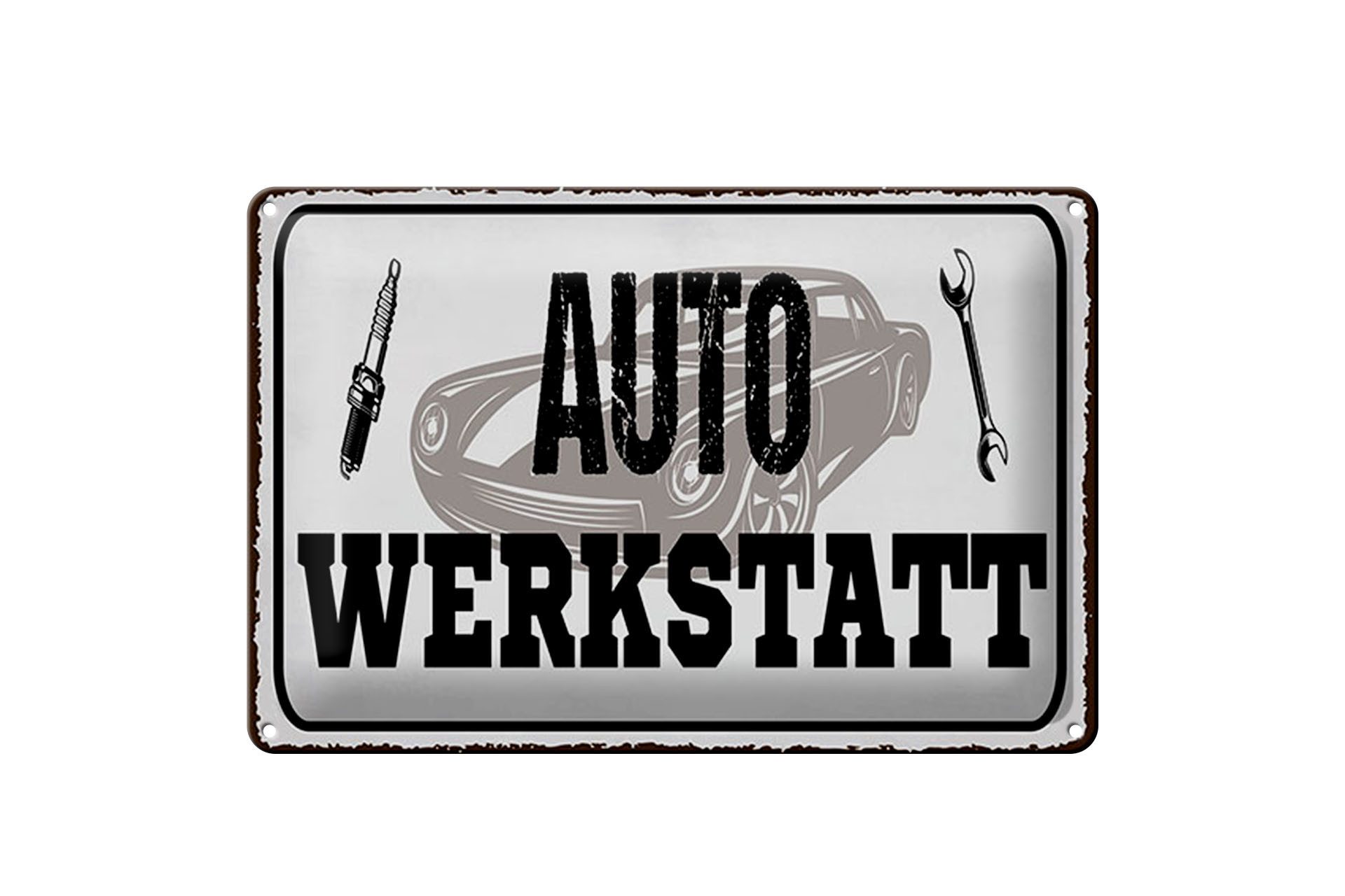 Femer GmbH Metallschild 12x18 cm Auto Werkstatt Werkzeug Deko, (1 St), gewölbte Oberfläche, abgerundete Ecken, umgeschlagene Kanten