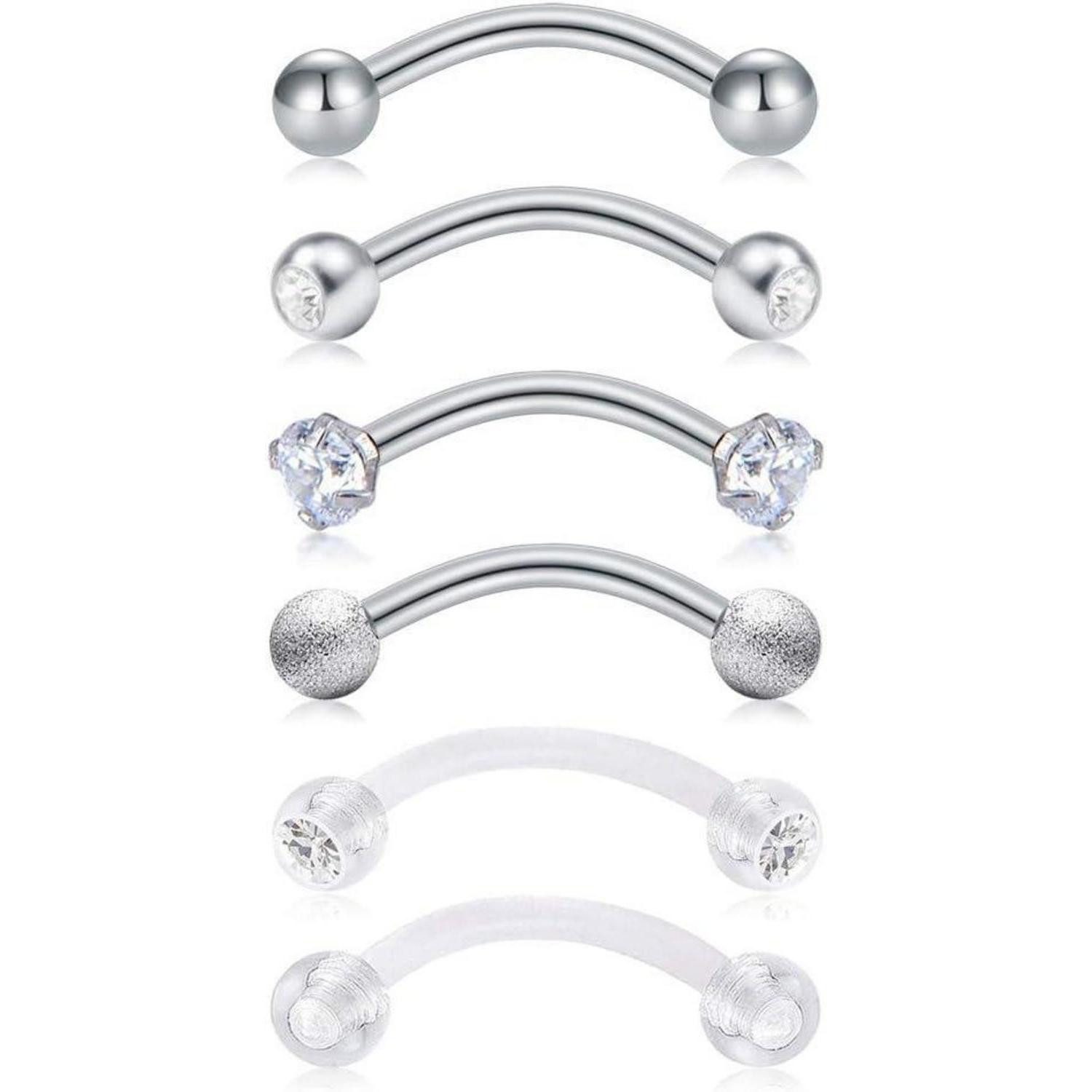 MODRSA Piercing-Set 16G Chirurgenstahl Curved Barbell Piercing Lippen Augenbrauen Helix