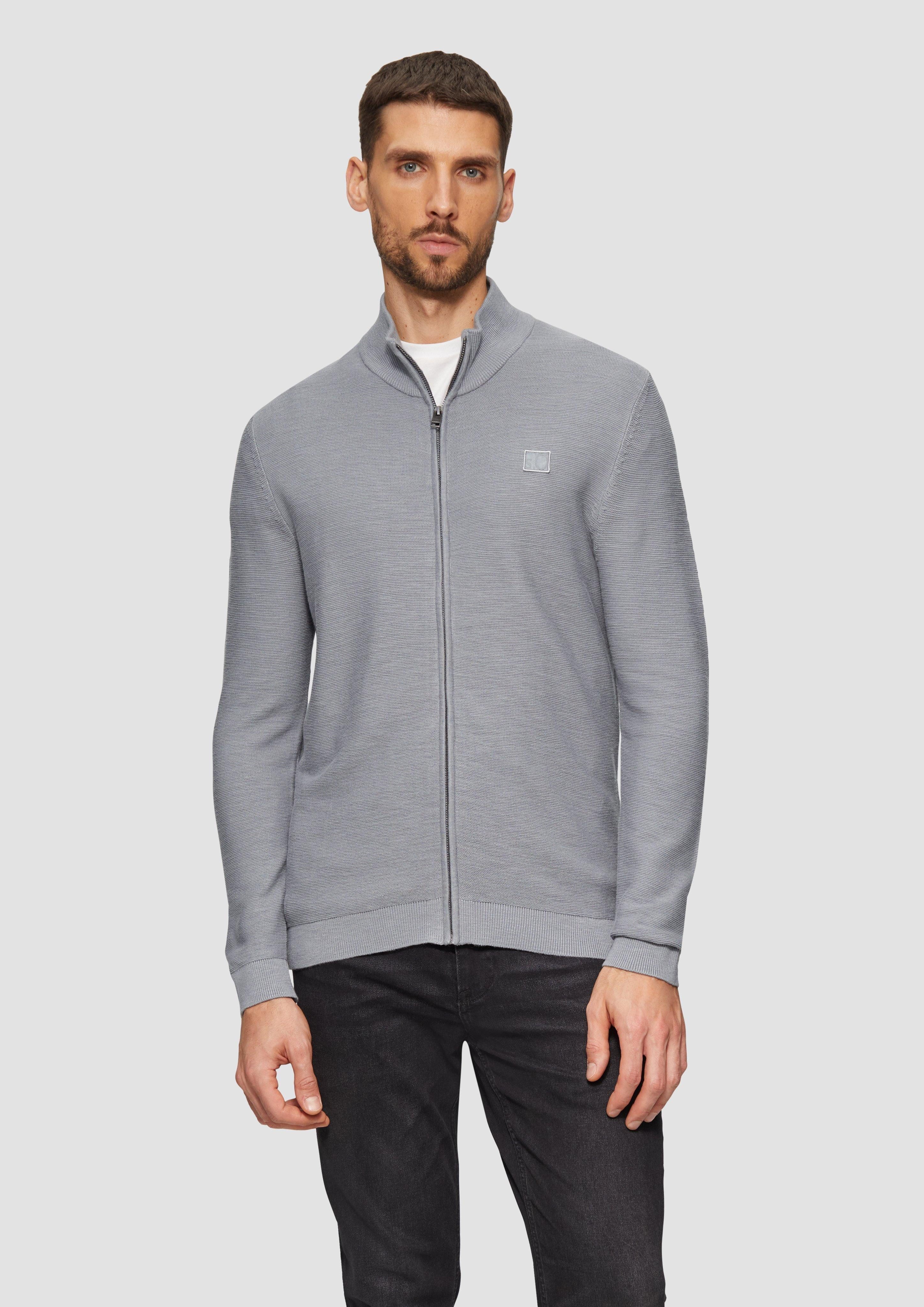 s.Oliver Strickjacke Strukturierte Strickjacke mit Logo-Patch günstig online kaufen