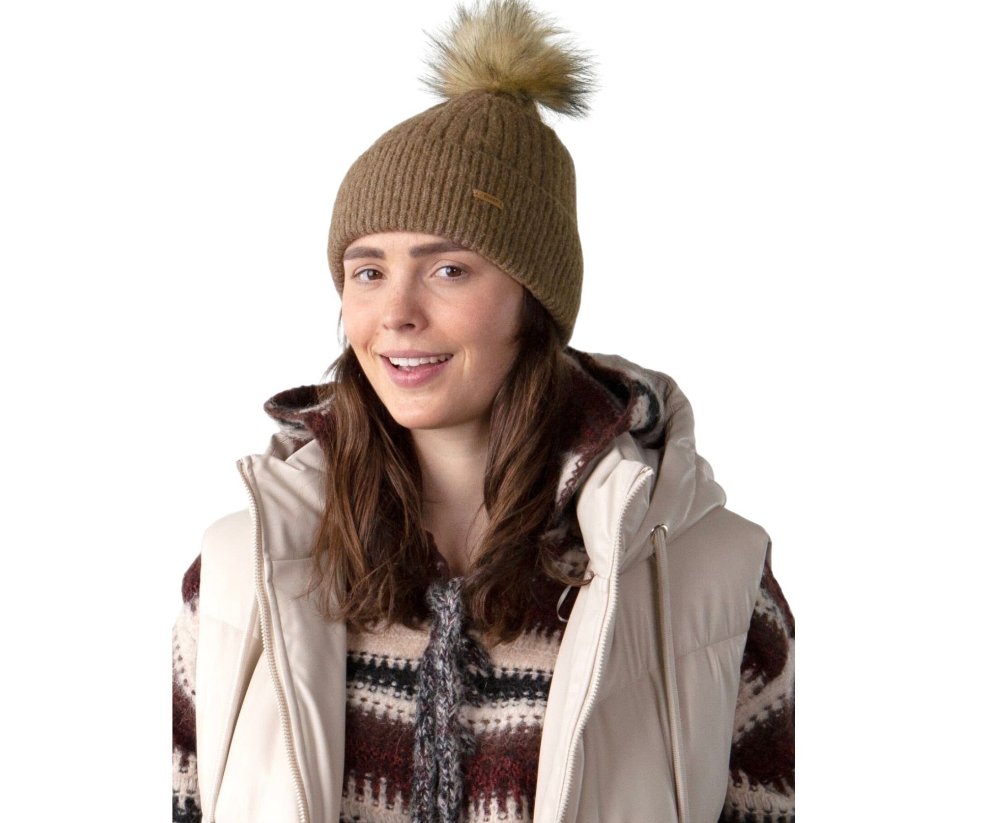 Barts Strickmütze Barts Mütze Jocelyn Beanie mit Fellbommel Fellbommel