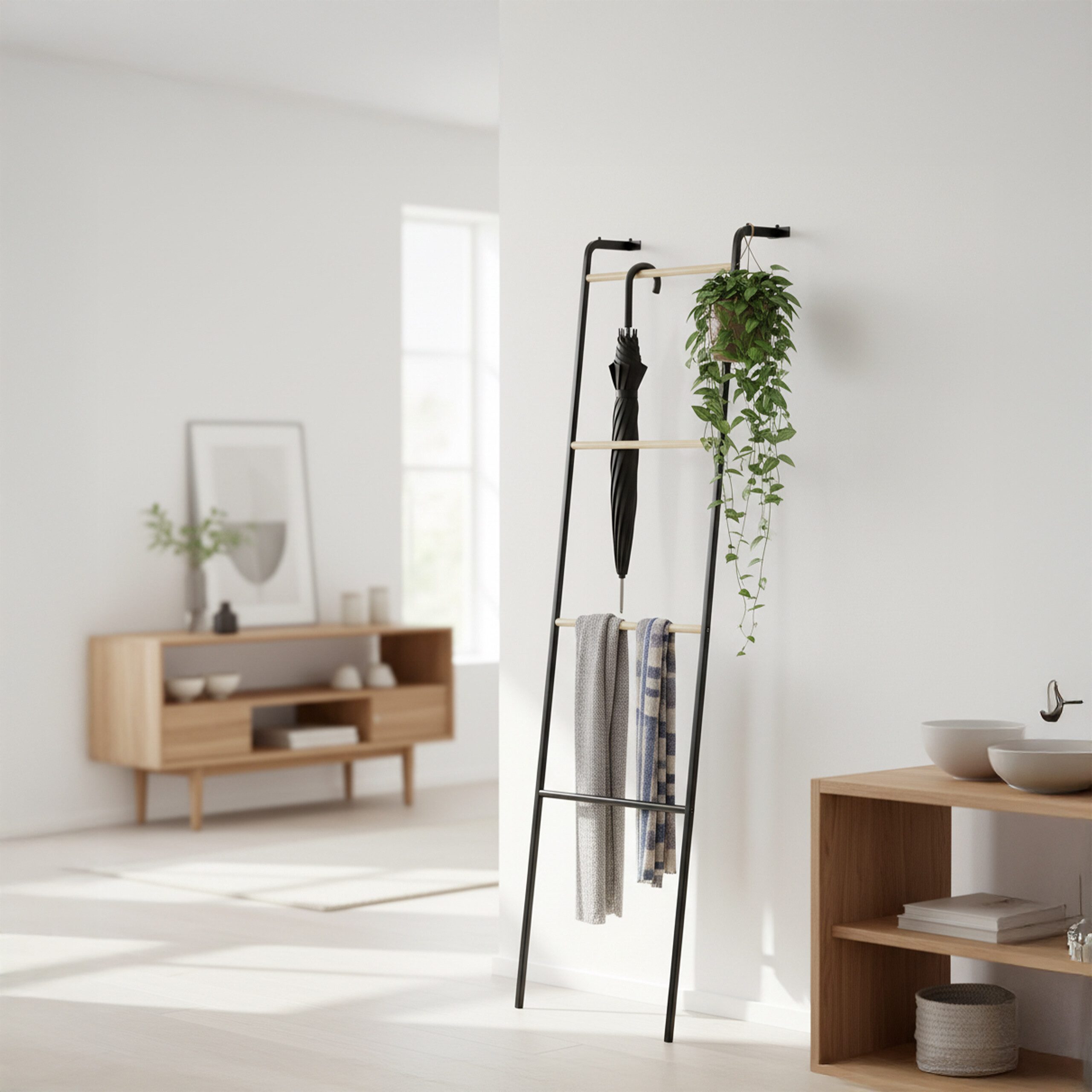 relaxdays Handtuchleiter aus Metall, schwarz