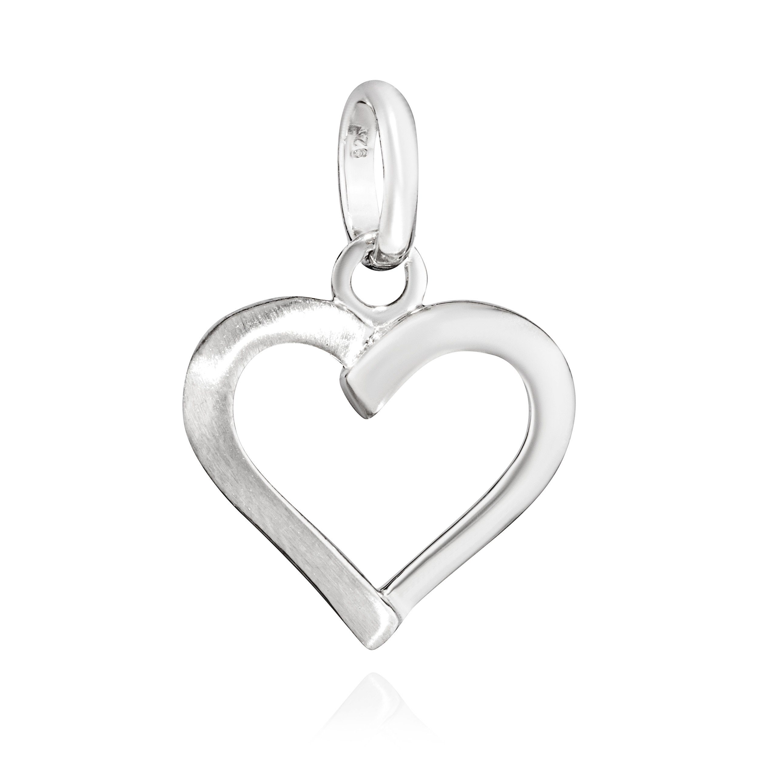 Kettenanhänger Kettenanhänger Herz 925 Silber rhodiniert teilmatt 12x11mm Amulett kle