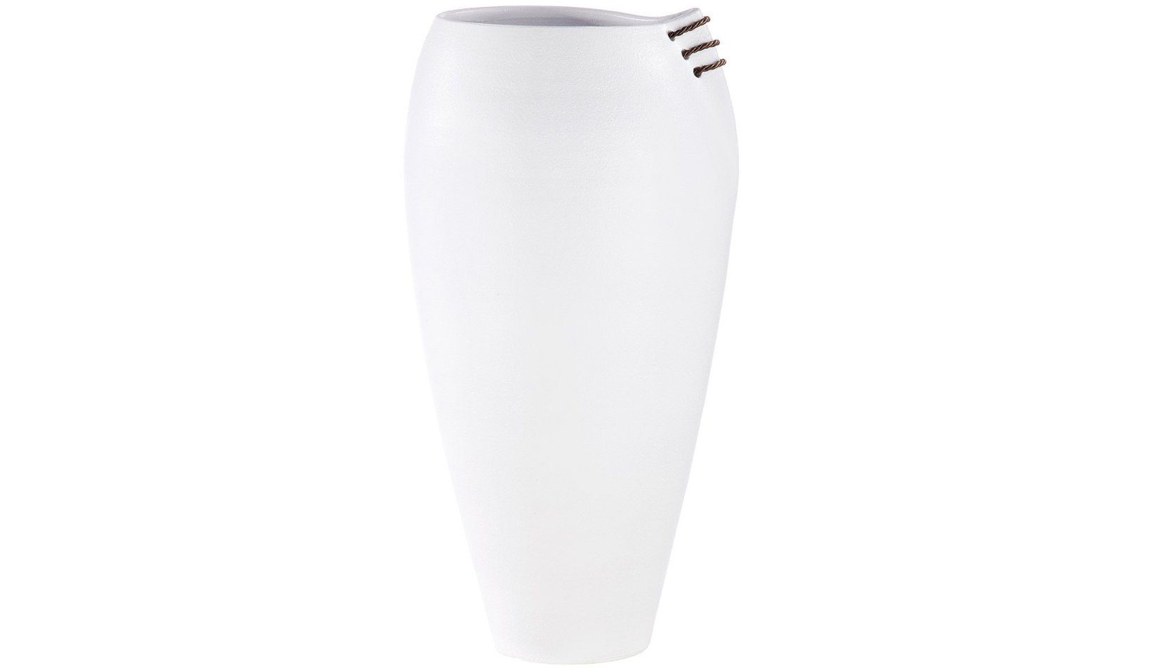 weiß Vase Bodenvase GILDE cm mit GILDE Ø 32 H: 62 braunem Coimbra cm Band