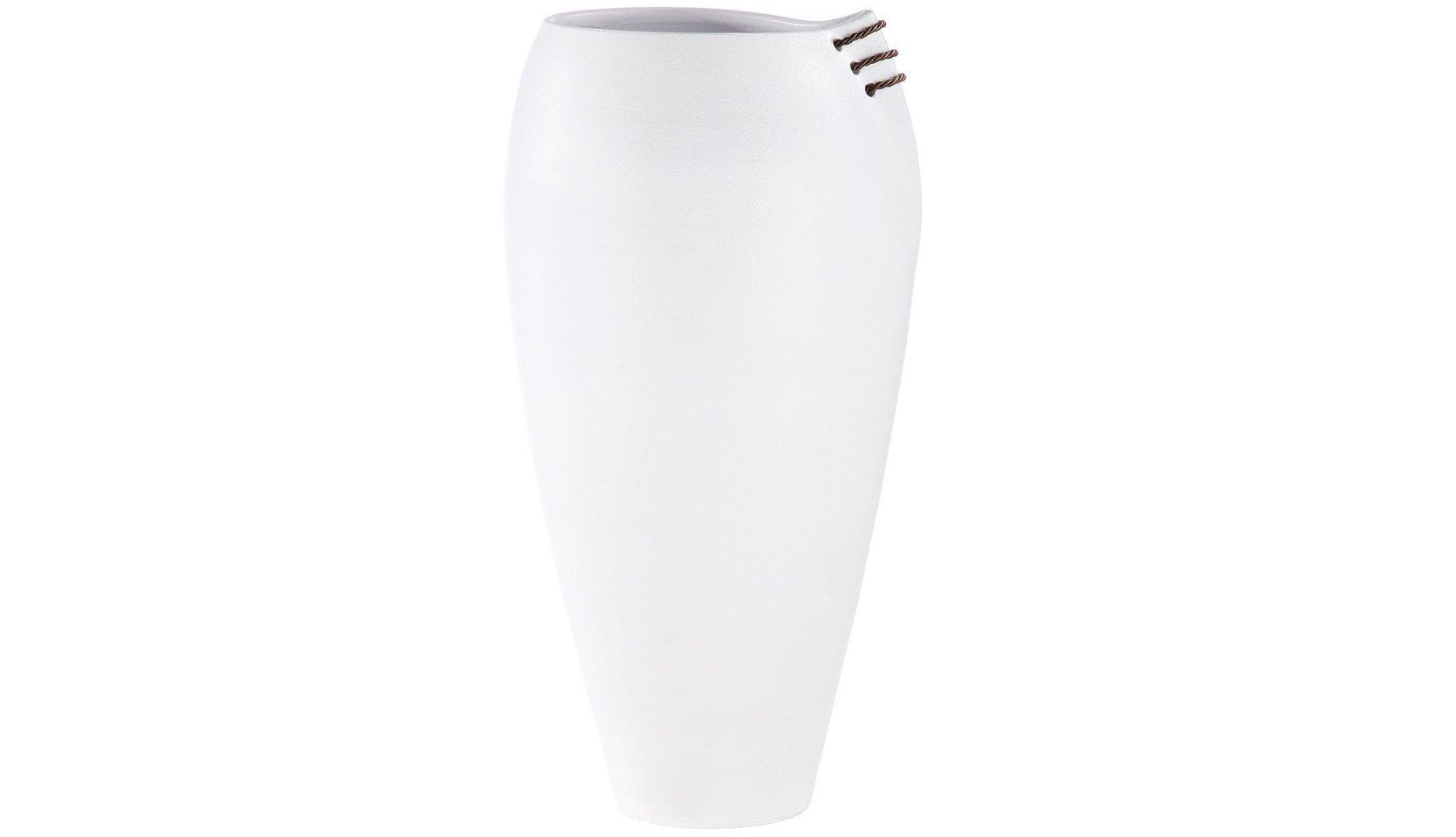 GILDE Bodenvase GILDE Vase Coimbra weiß mit braunem Band H: 62 cm Ø 32 cm