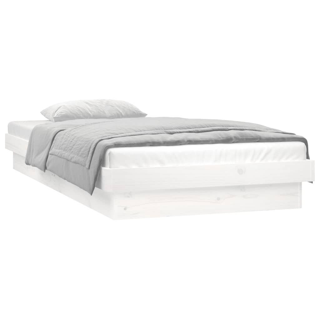 vidaXL Bett Massivholzbett mit LED Weiß 90x200 cm