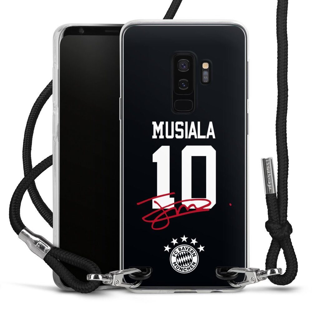DeinDesign Handyhülle FC Bayern München Jamal Musiala FCB Musiala 10, Samsung Galaxy S9 Plus Handykette Hülle mit Band Case zum Umhängen