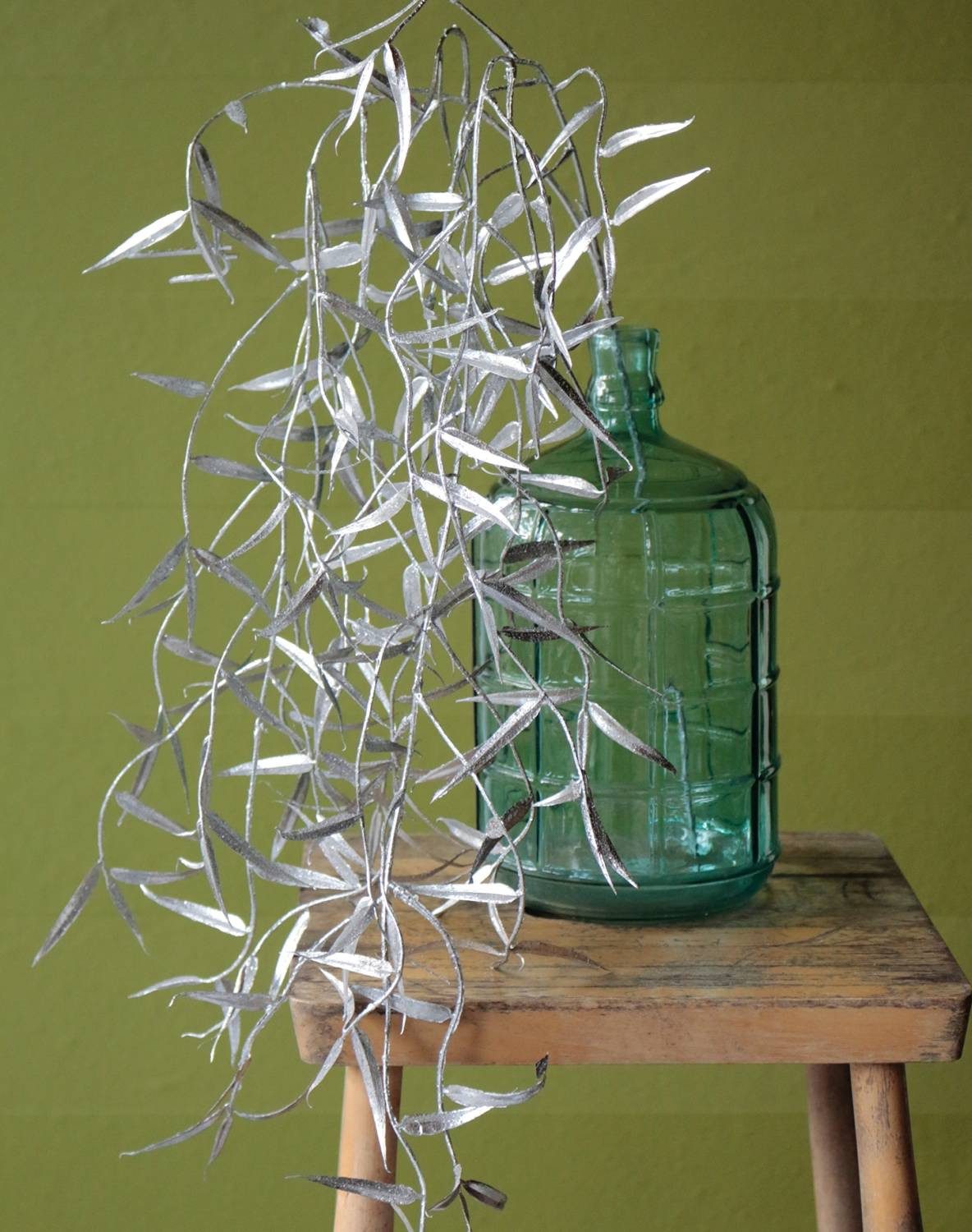 Kunstzweig Künstlicher Trauerweidenzweig DIMMI, Glitzer, Silber, 100cm Weide (Trauerweide), artplants, Höhe 100.0 cm