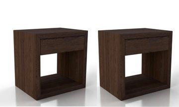 Woodek Design Nachttisch HUGO 39, Schwebendes Wandregal mit Schublade (Ablagetisch aus brauner Birke, 2-St., hängende und moderne Nachttischkonsole), Skandinavischer Wandschrank