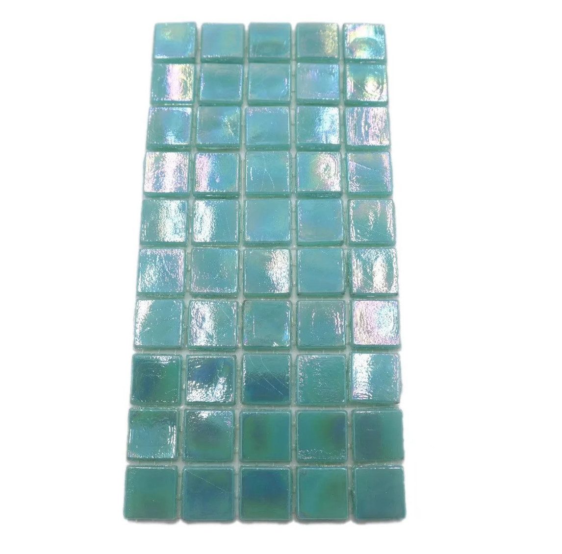 Armena Mosaikfliesen 1.5x1.5cm glänzend Glasmosaik auf netz 5x10 Stück, Türkisch grün