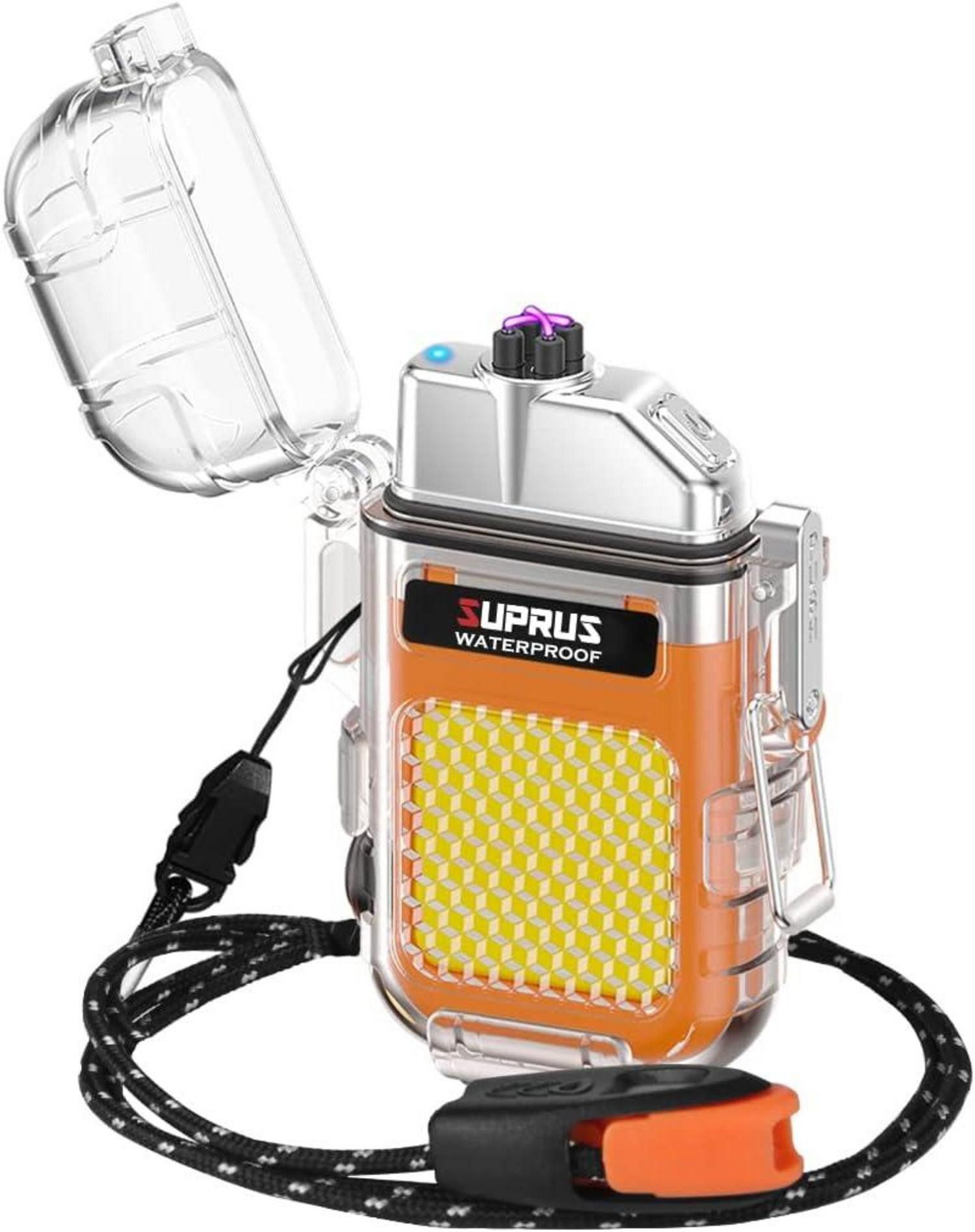 Feuerzeug Wasserdichtes Plasma-Feuerzeug mit Taschenlampe und Überlebens-Pfeife