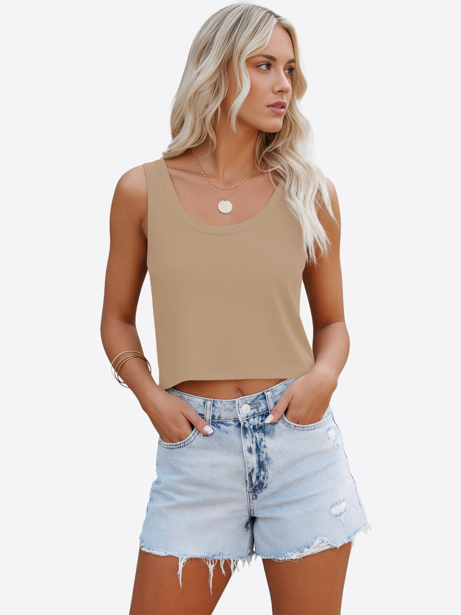 Imily Bela Tanktop Damen Ärmelloses bauchfreies Trainingsshirt (Packung, 1-tlg., 1per-Pack) Einfarbig – Bild 5 von 5