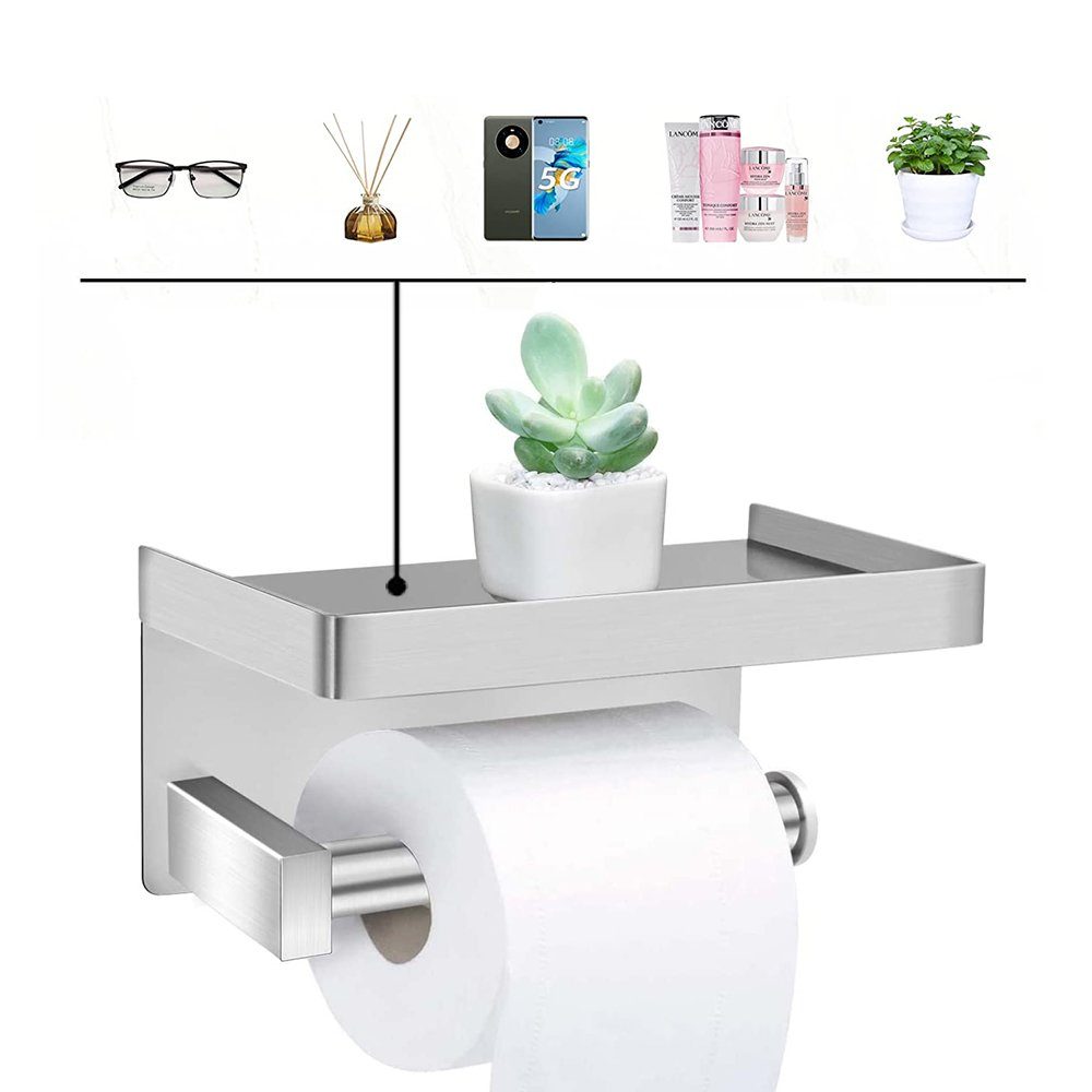 Toilettenpapierhalter Toilettenpapierhalter, Klopapierhalter mit Silber Wandmontage Ablage zggzerg