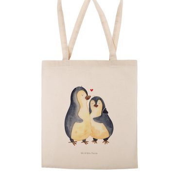 Mr. & Mrs. Panda Tragetasche Pinguin umarmen - Transparent - Geschenk, verknallt, Liebesgeschenk, (1-tlg), Design-Highlight