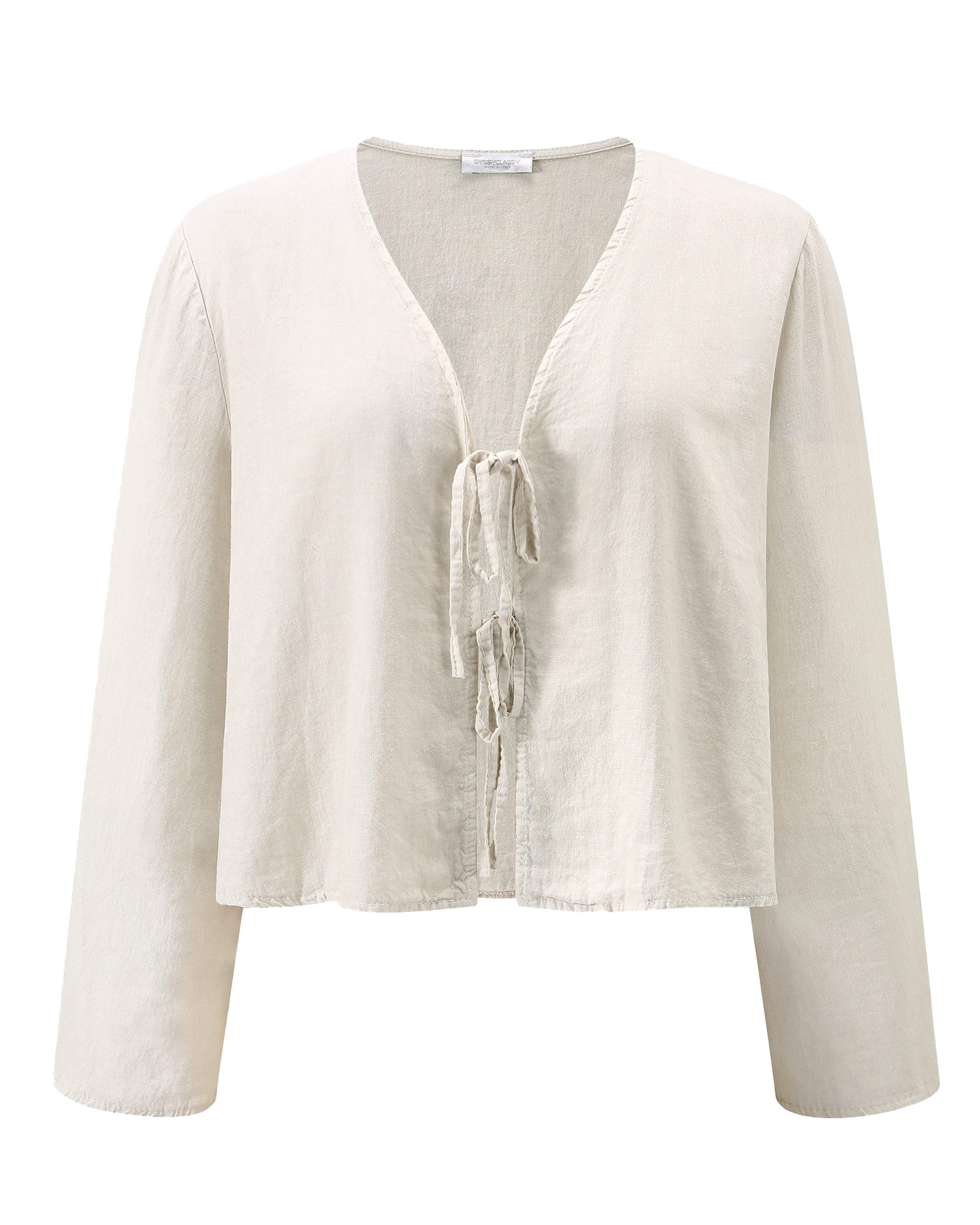 SASSYCLASSY Blusenjacke Oversized Leinen Blusenjacke Damen Blusen mit Schle günstig online kaufen