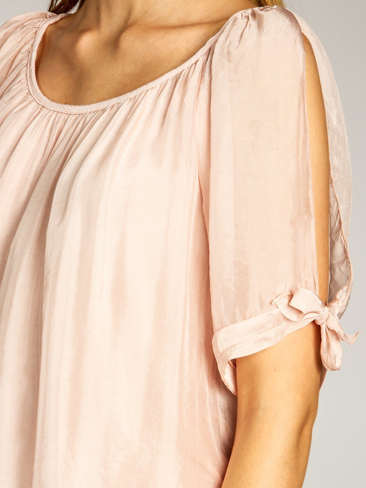 Bluse Shirtbluse Caspar BLU020 Sommer rosa mit Damen Seidenanteil elegante leichte lange