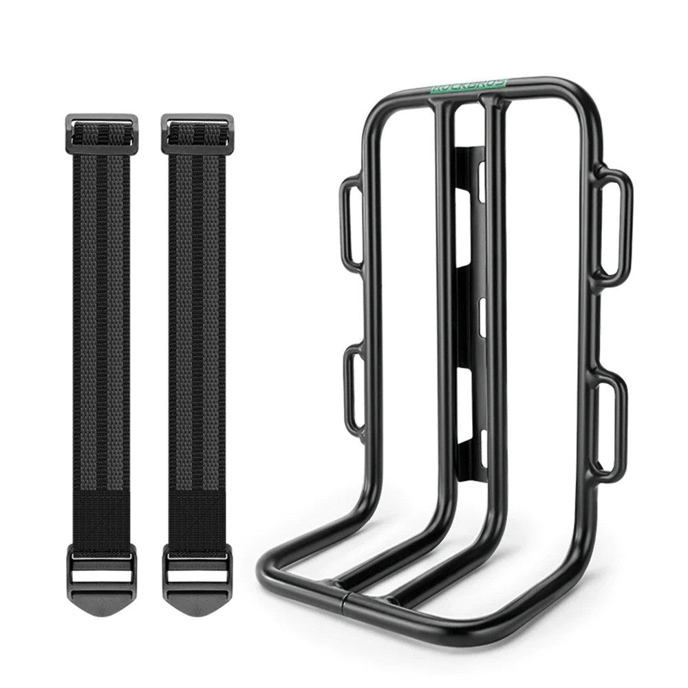 ROCKBROS Fahrrad-Gepäckträger Gabelträger Vorderradträger Lastenträger (Spar-Set, 1-St., 22x10,5x13,8 cm leicht), leicht, Gabelmontage, 2 Spanngurte, Zubehör inkl.
